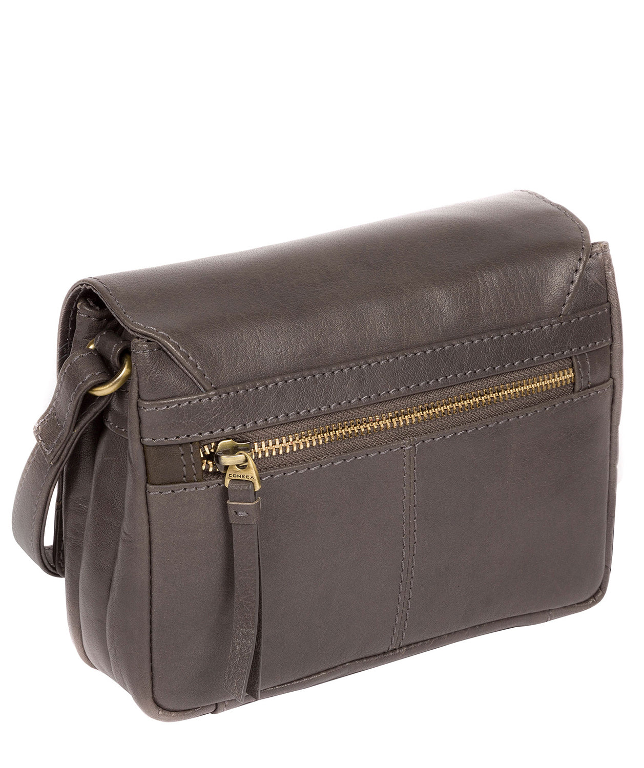 'Marta' Slate Leather Cross Body Bag