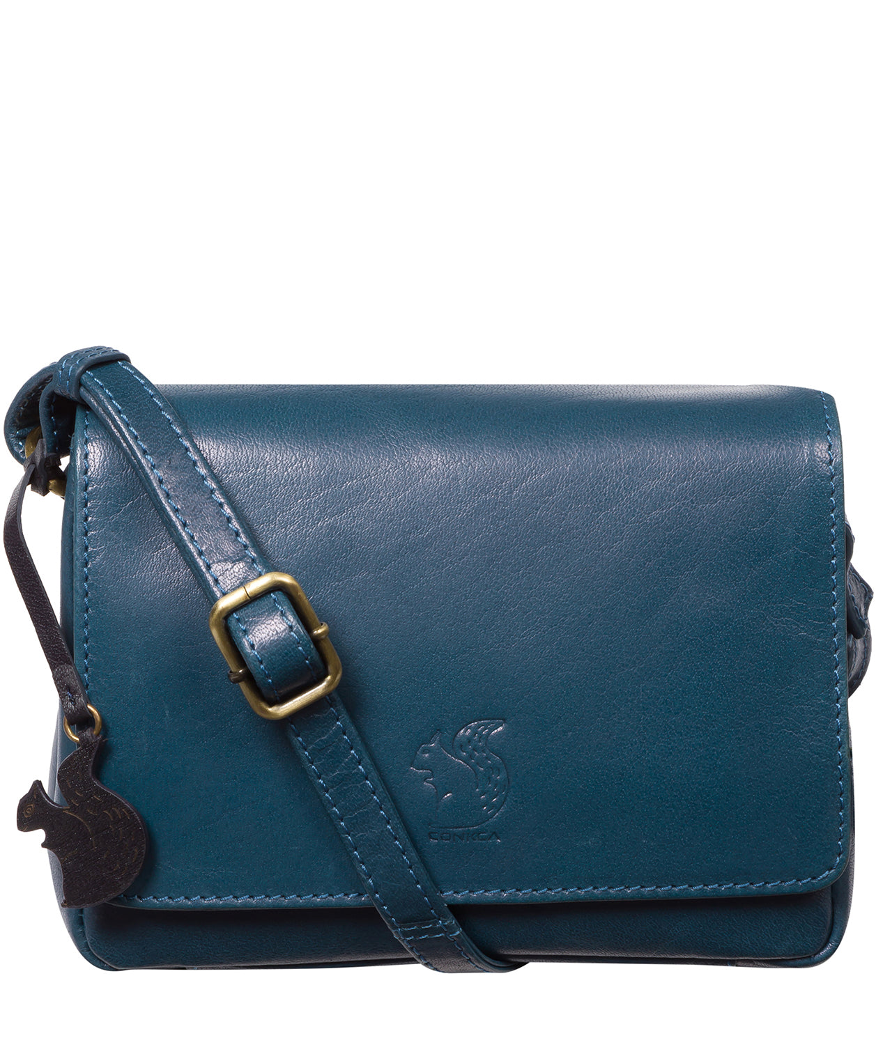 'Marta' Snorkel Blue Leather Cross Body Bag