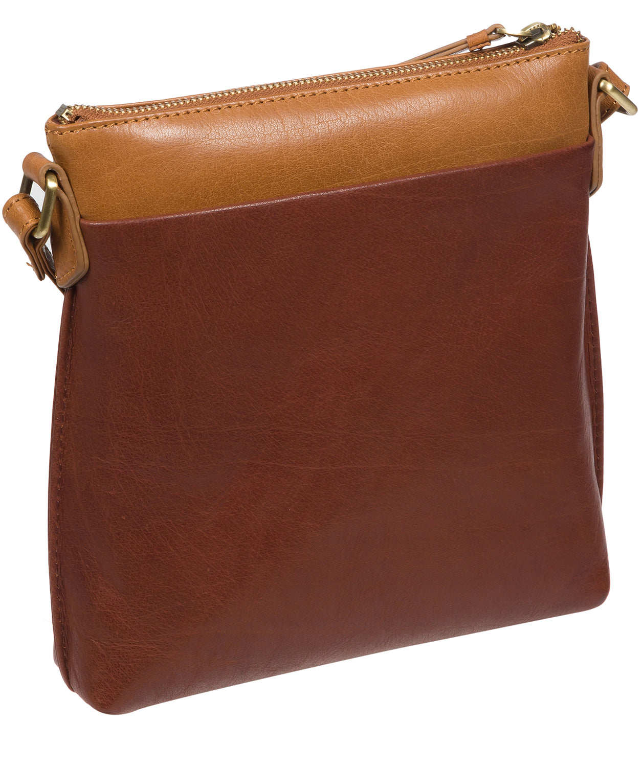 'Nikita' Conker Brown & Dark Tan Leather Cross Body Bag