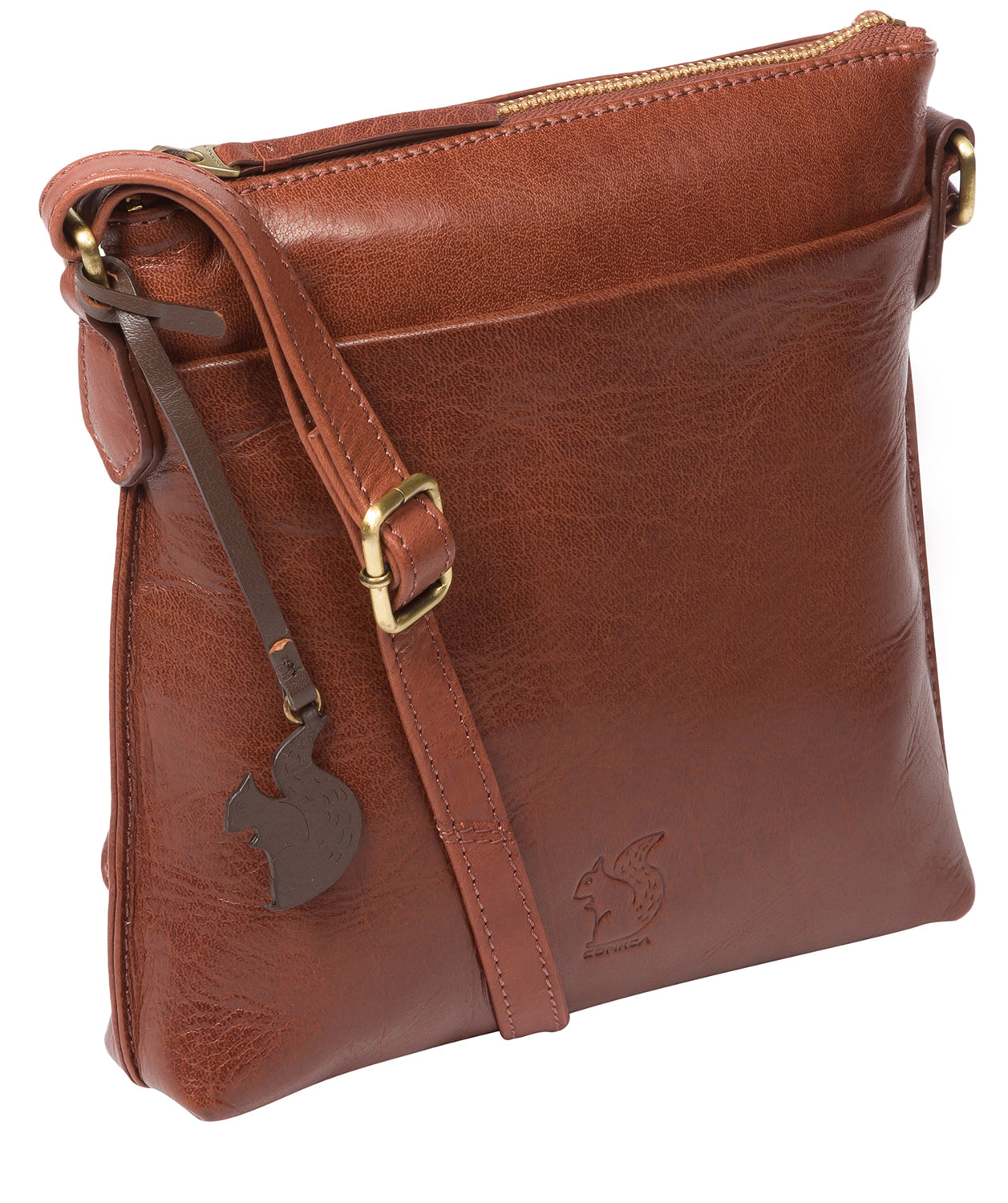 'Nikita' Conker Brown Leather Cross Body Bag