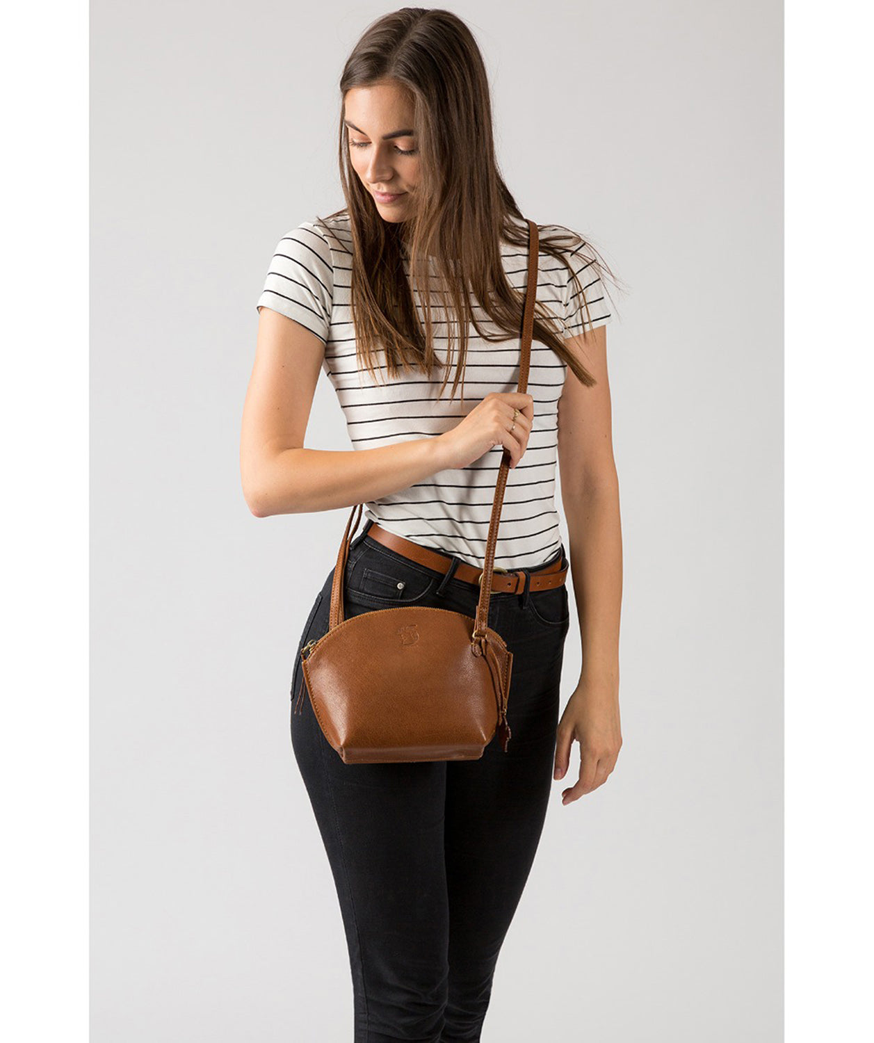 'Wym' Dark Tan Leather Cross Body Bag Pure Luxuries London