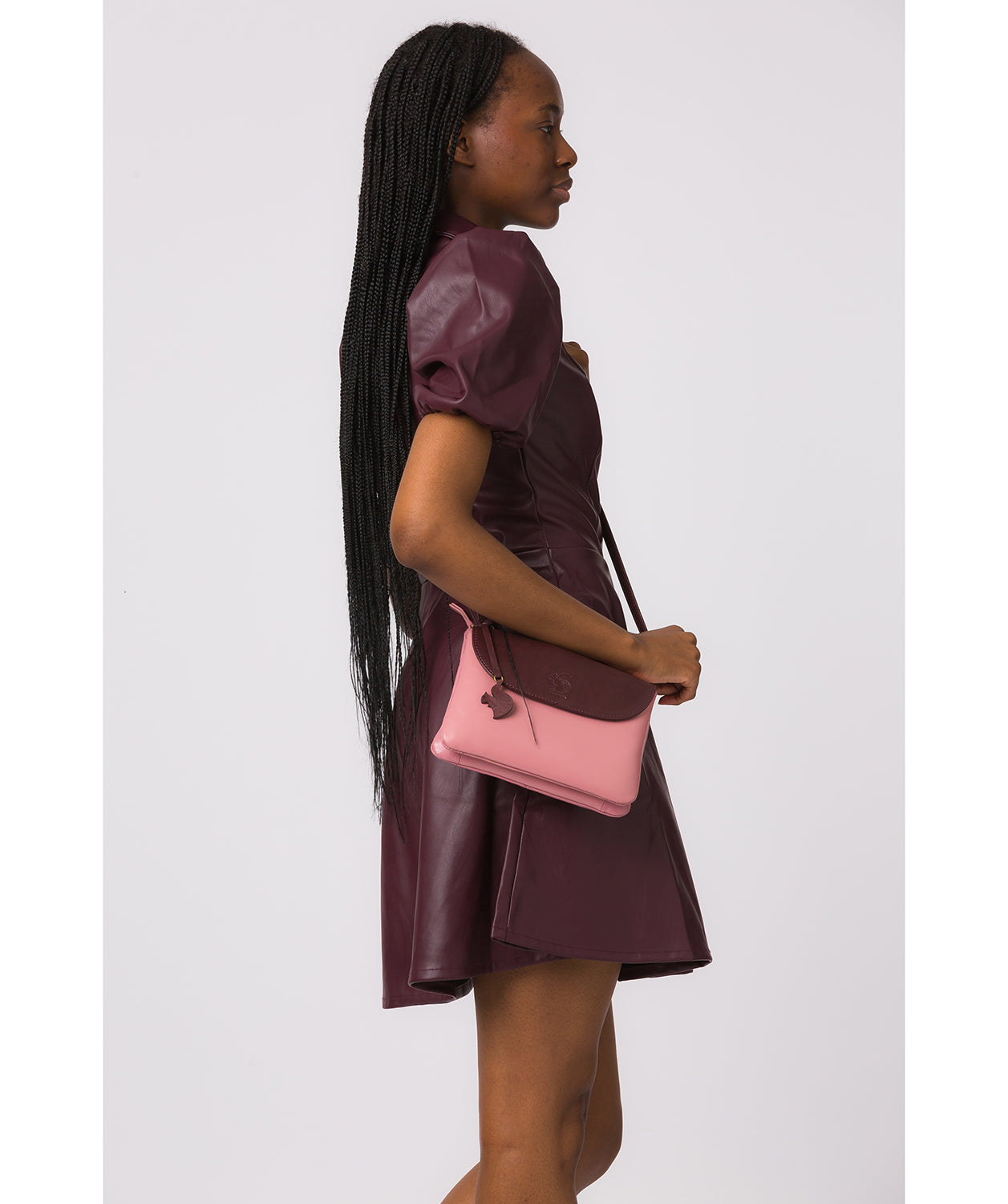 'Tillie' Blush & Plum Leather Cross Body Bag