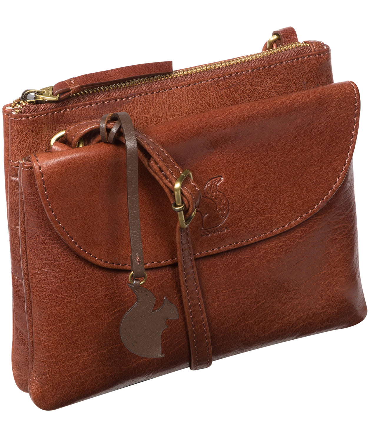 'Tillie' Conker Brown Leather Cross Body Bag