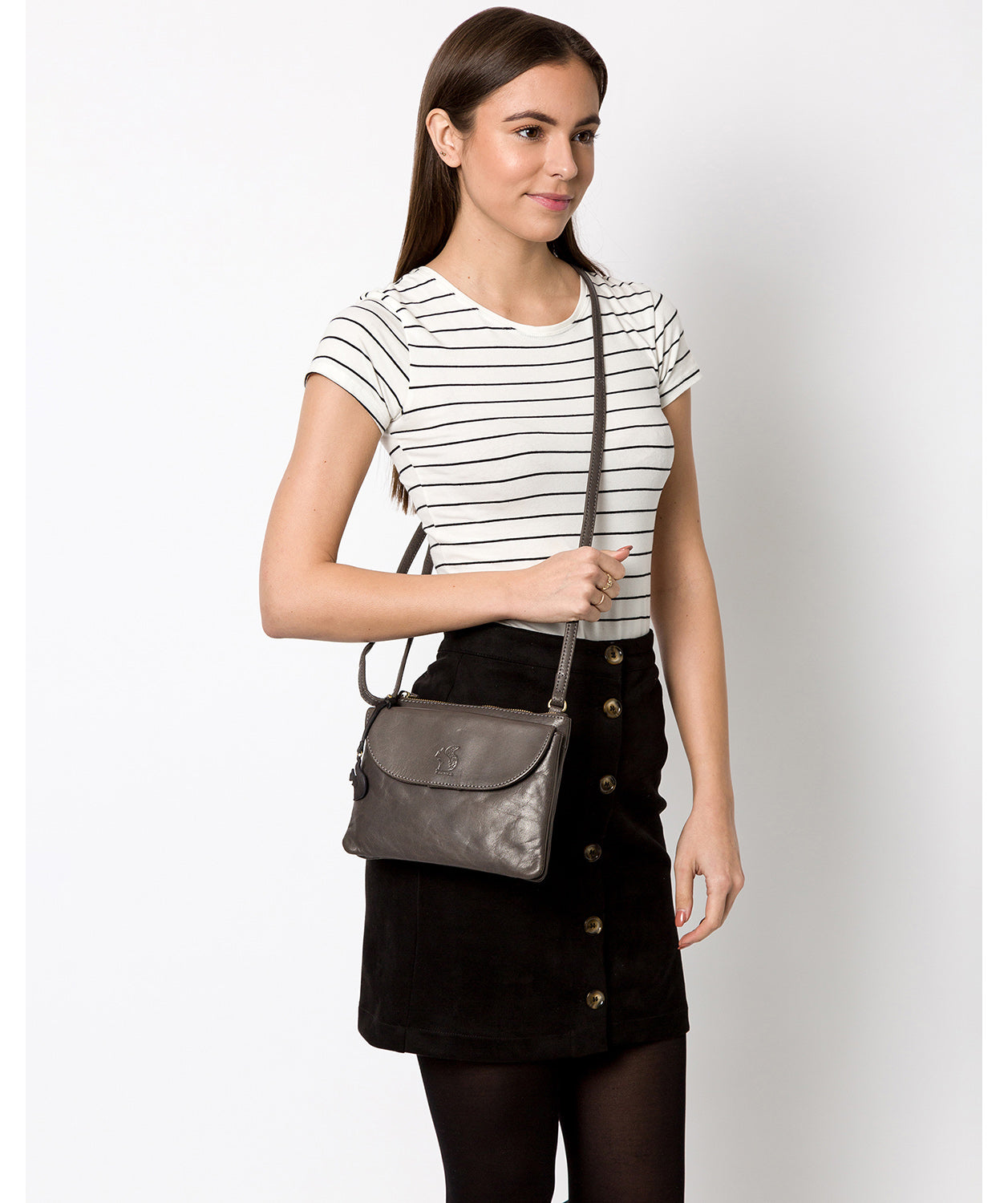 'Tillie' Slate Leather Cross Body Bag Pure Luxuries London