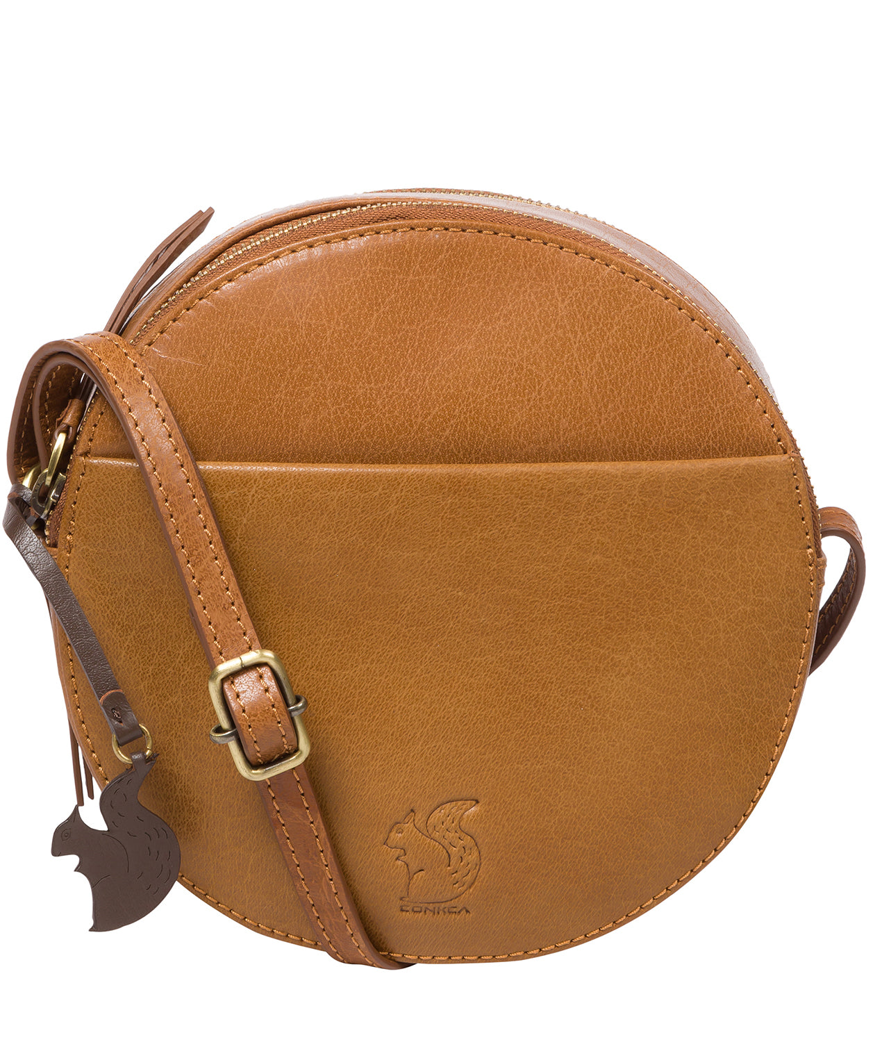 'Rolla' Dark Tan Leather Cross Body Bag