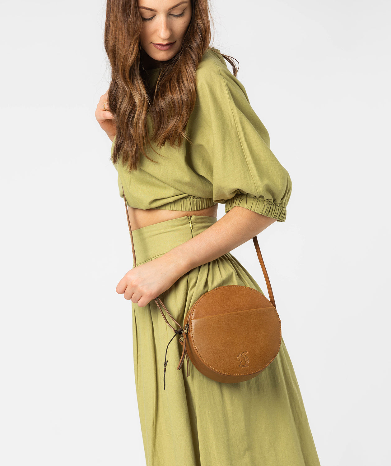 'Rolla' Dark Tan Leather Cross Body Bag