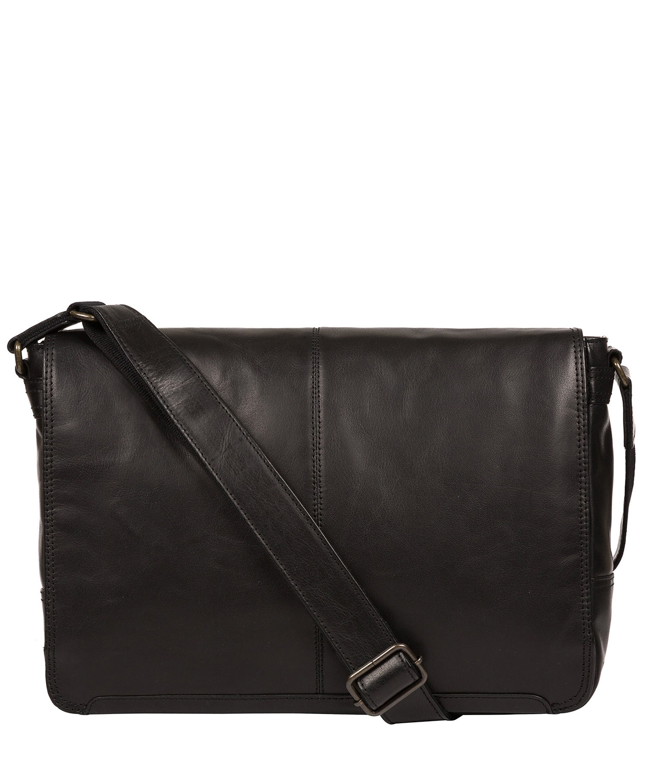 'Leao' Black Leather Messenger Bag image 1