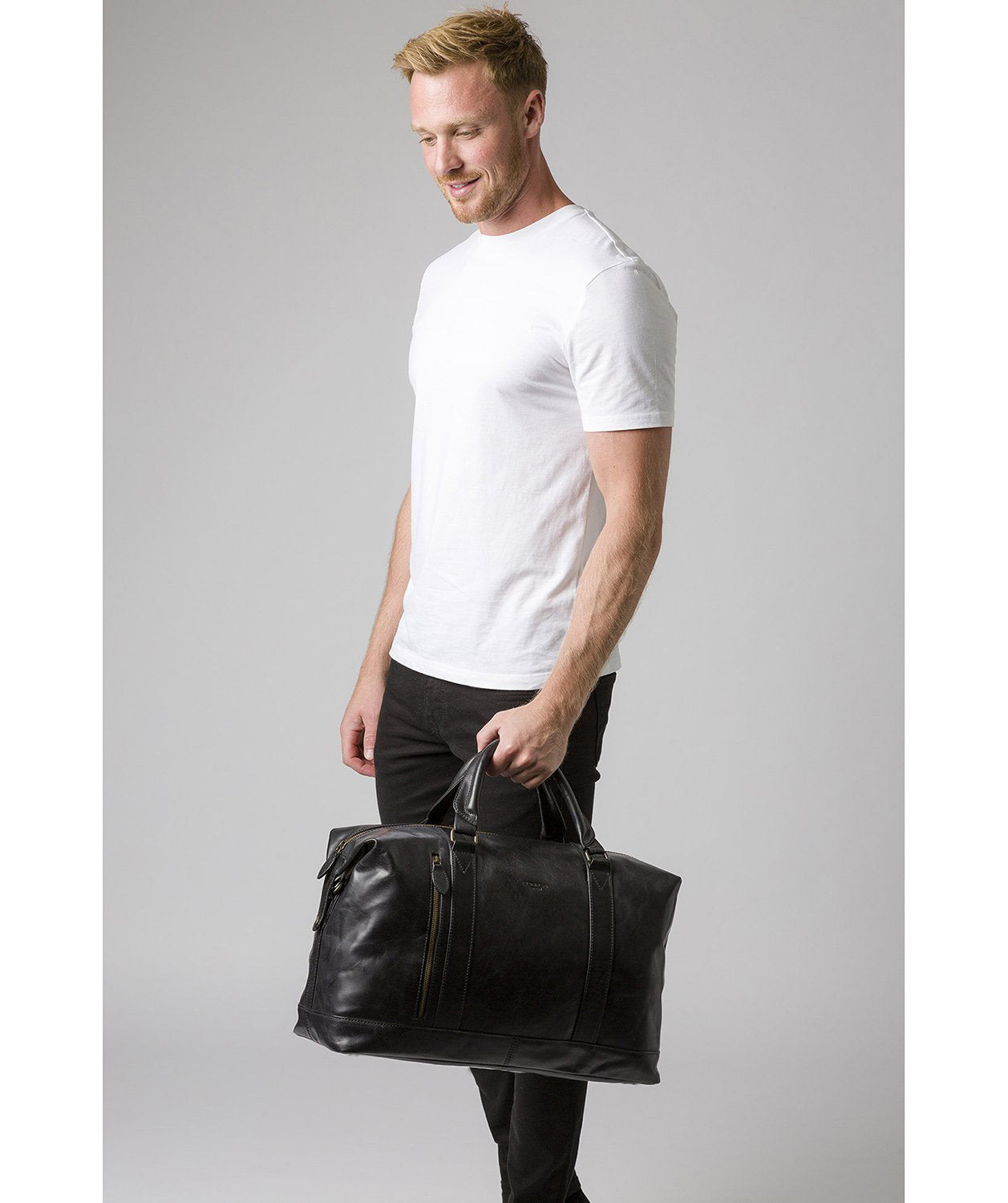 'Rivellino' Black Leather Holdall