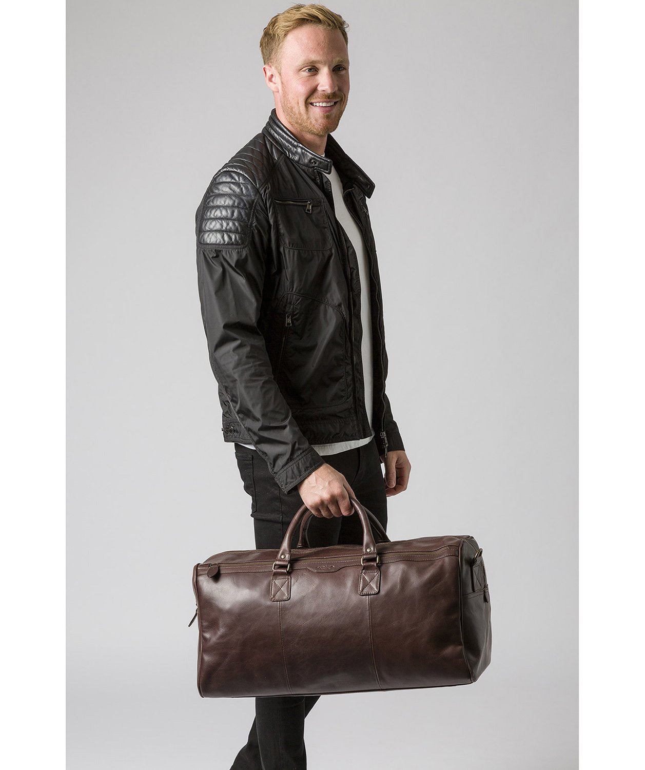 'Edu' Dark Brown Leather Holdall