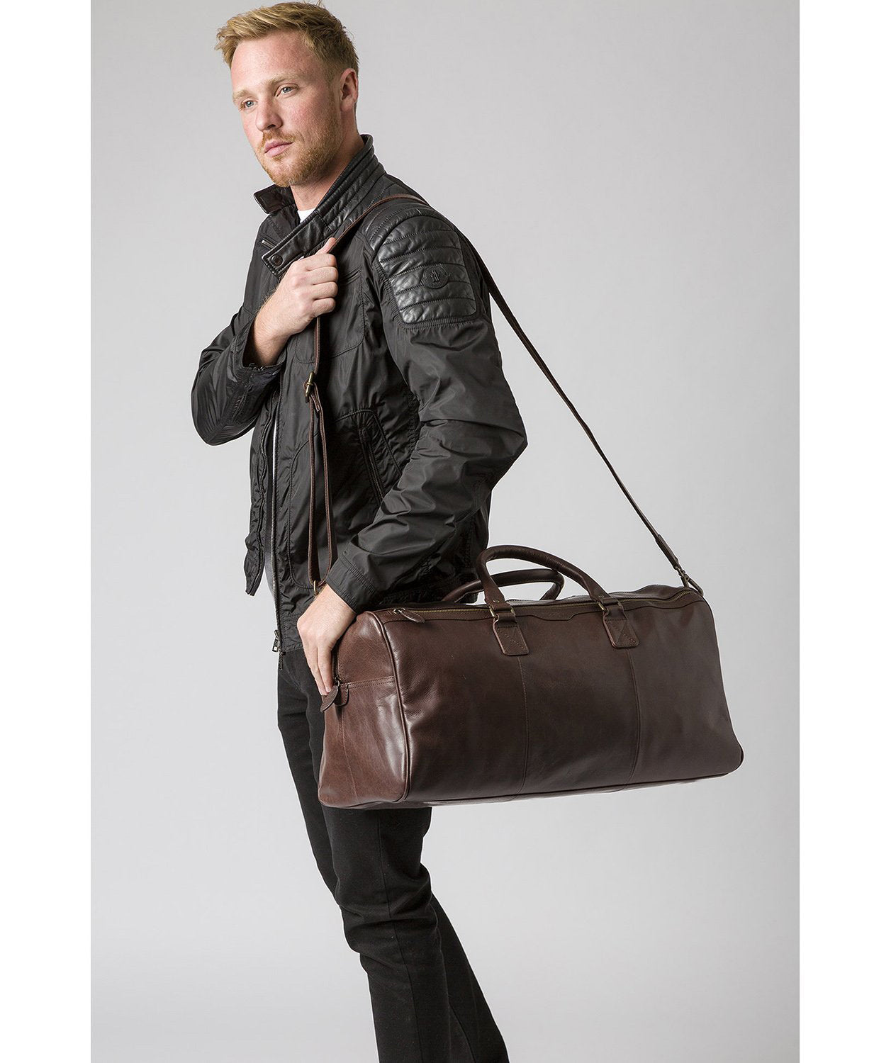 'Edu' Dark Brown Leather Holdall