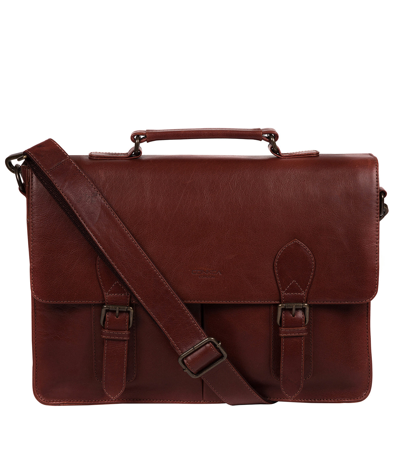 'Scolari' Conker Brown Leather Briefcase