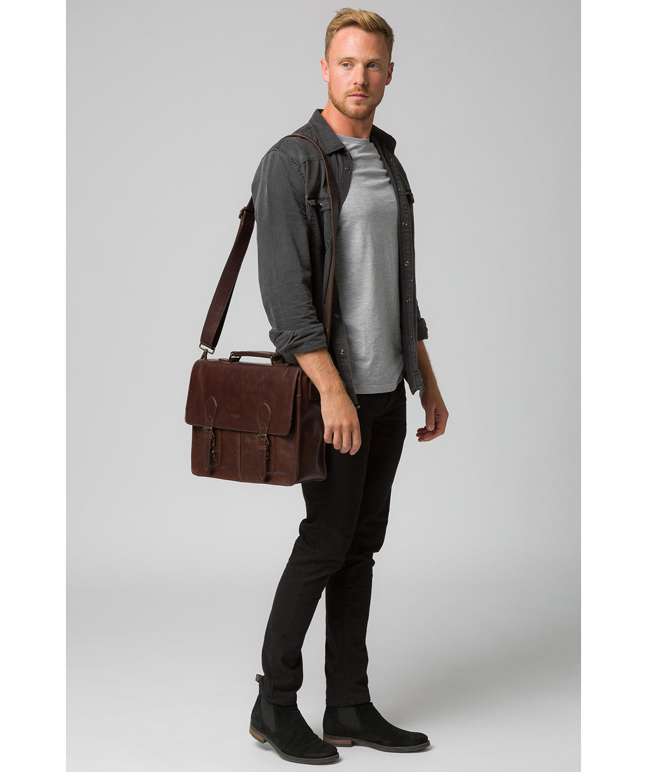 'Scolari' Dark Brown Leather Briefcase image 2