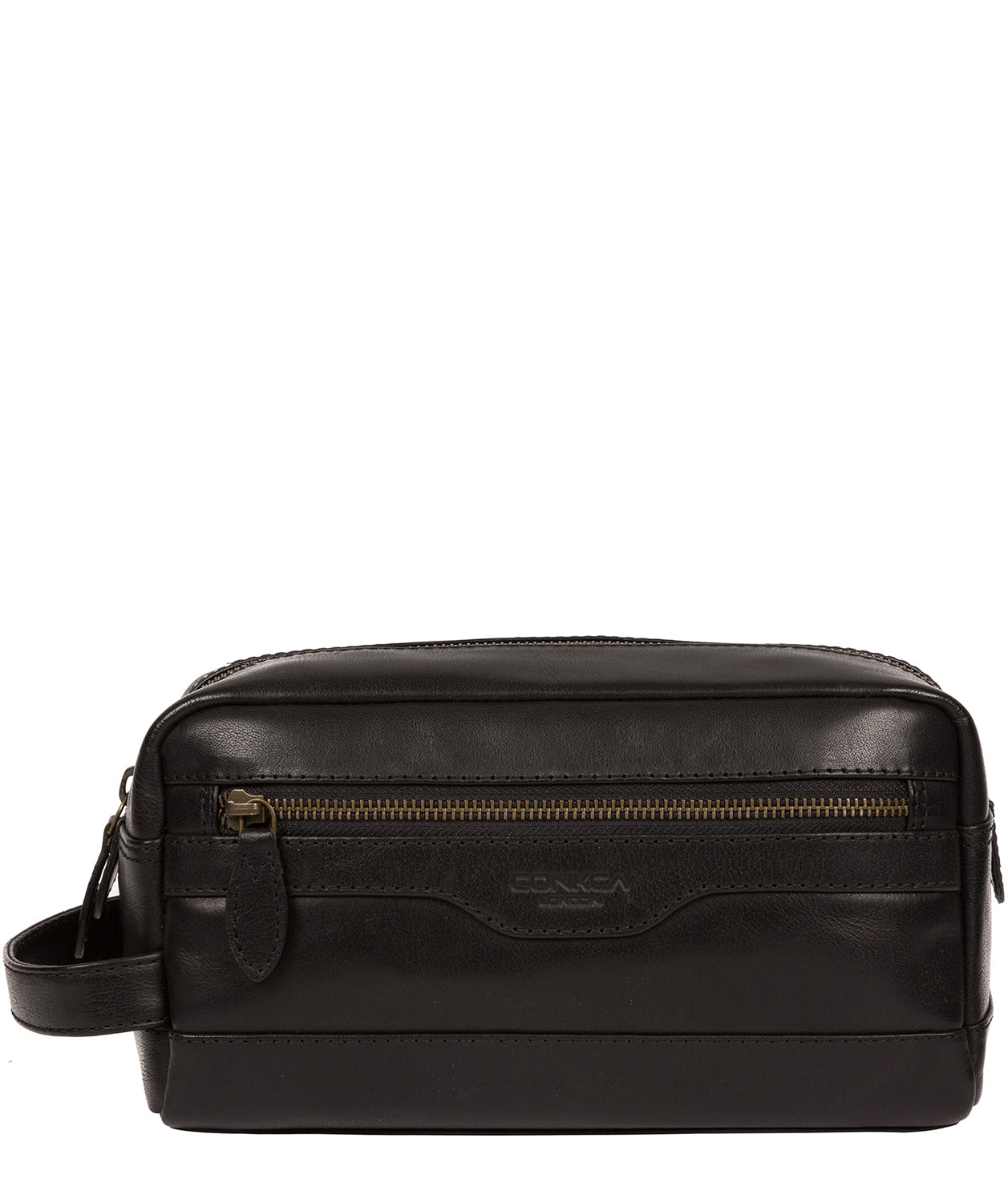 'Careca' Black Leather Washbag image 1