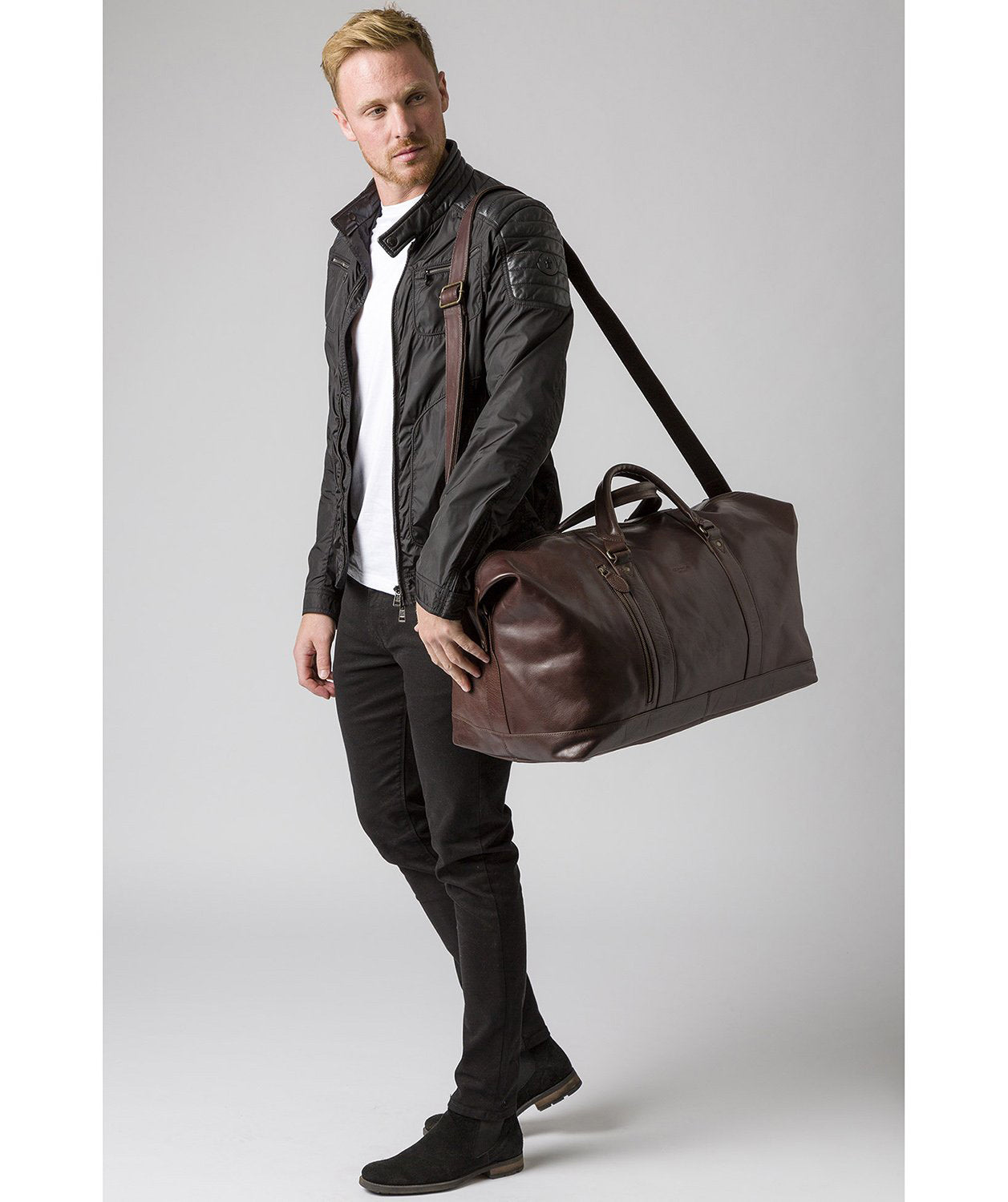 'Gerson' Dark Brown Leather Holdall