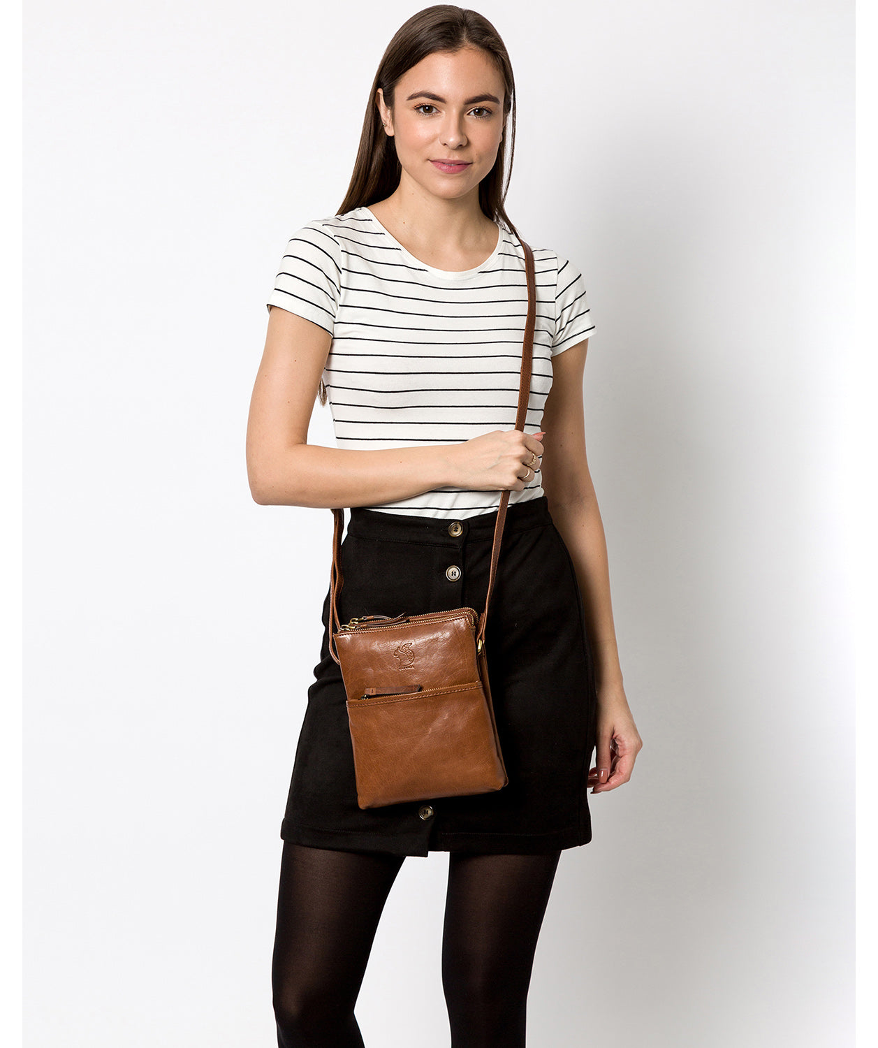 'Fernandez' Conker Brown Leather Cross Body Bag