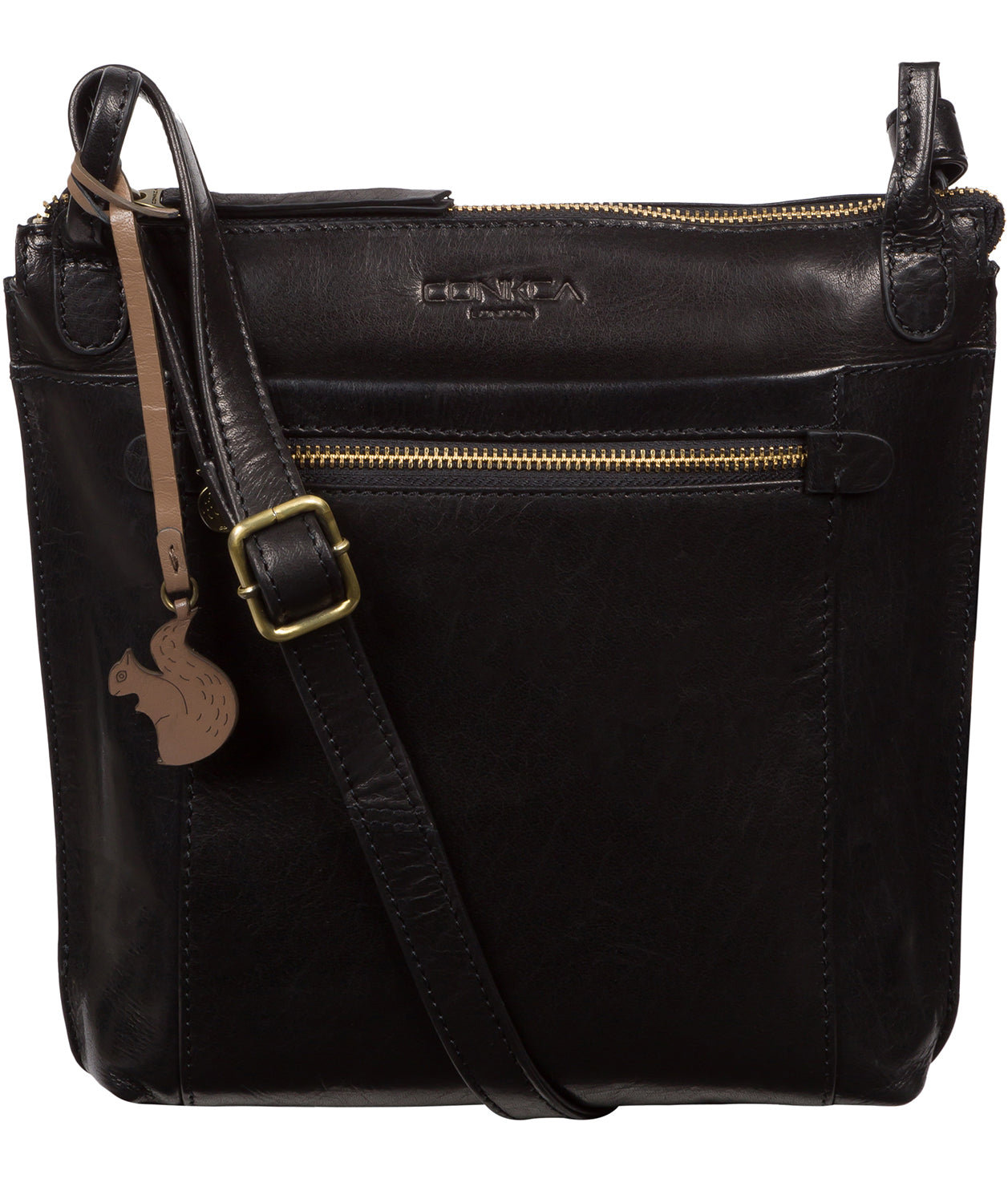 Conkca London Originals Collection #product-type#: 'Rego' Black Leather Cross Body Bag