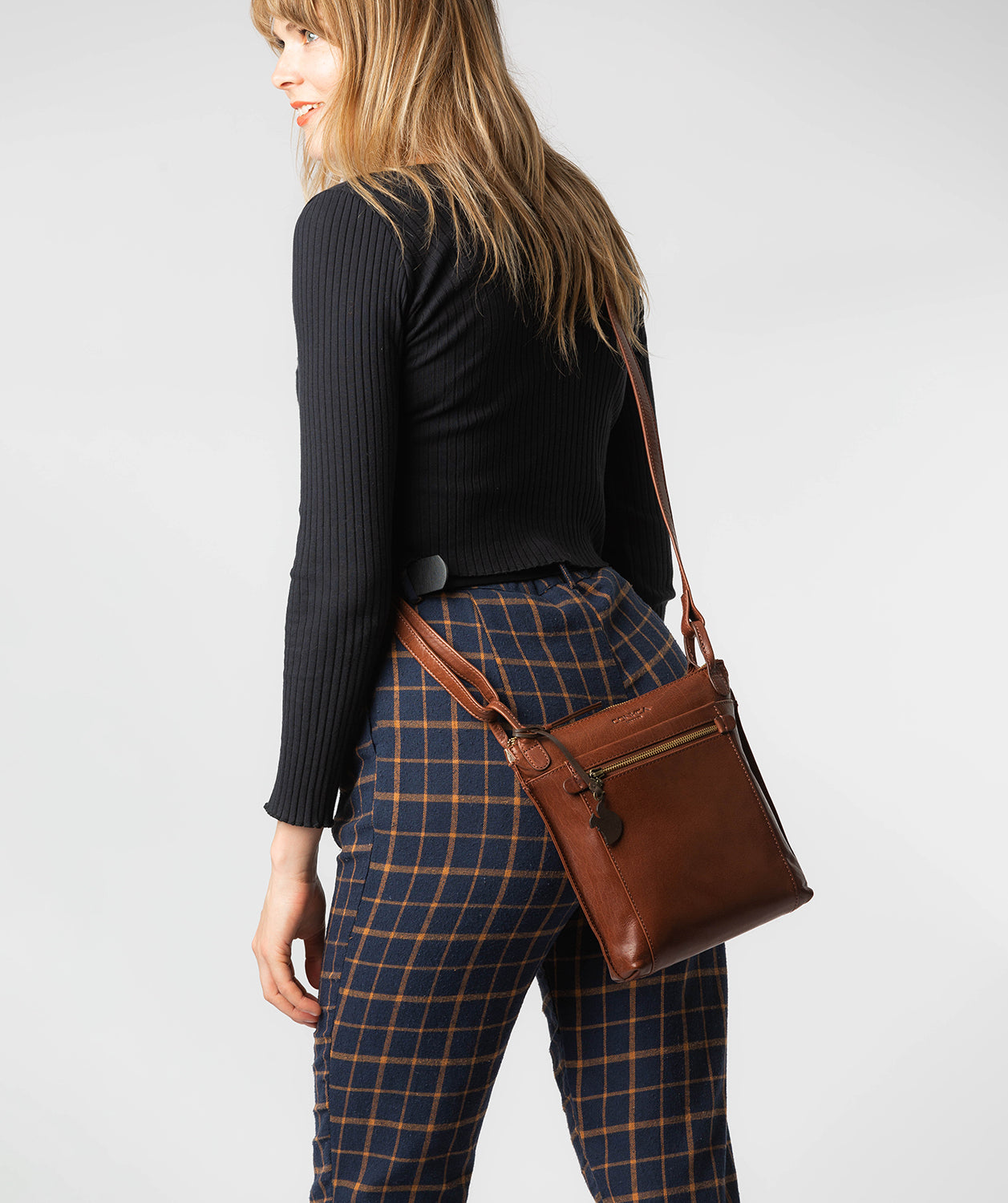 'Rego' Conker Brown Leather Cross Body Bag