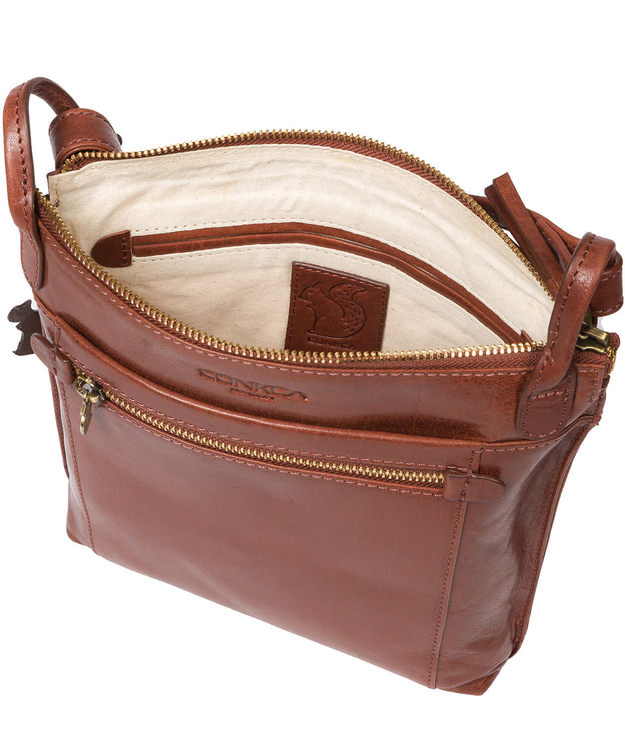 'Rego' Conker Brown Leather Cross Body Bag