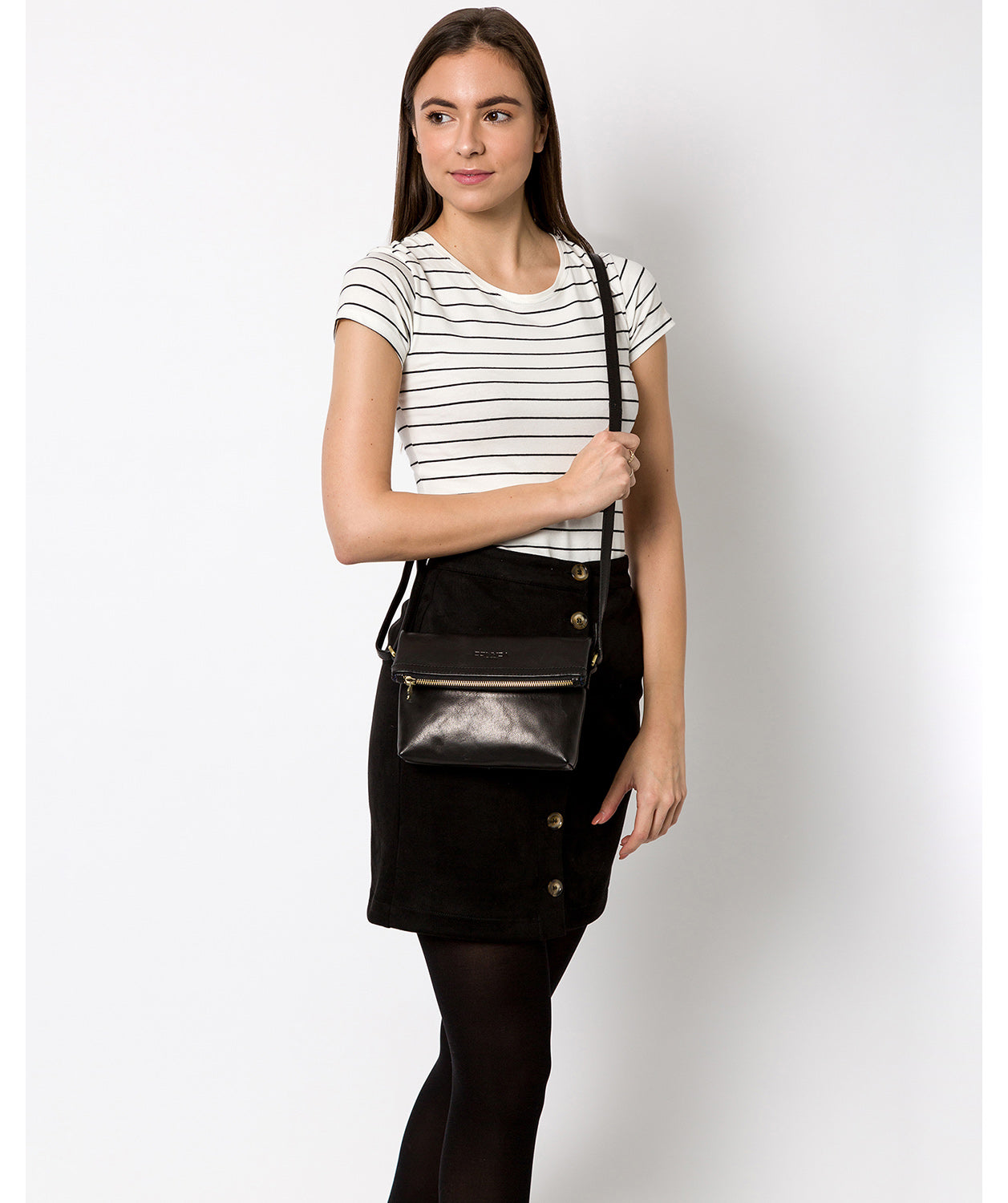 'Emin' Black Leather Cross Body Bag image 2