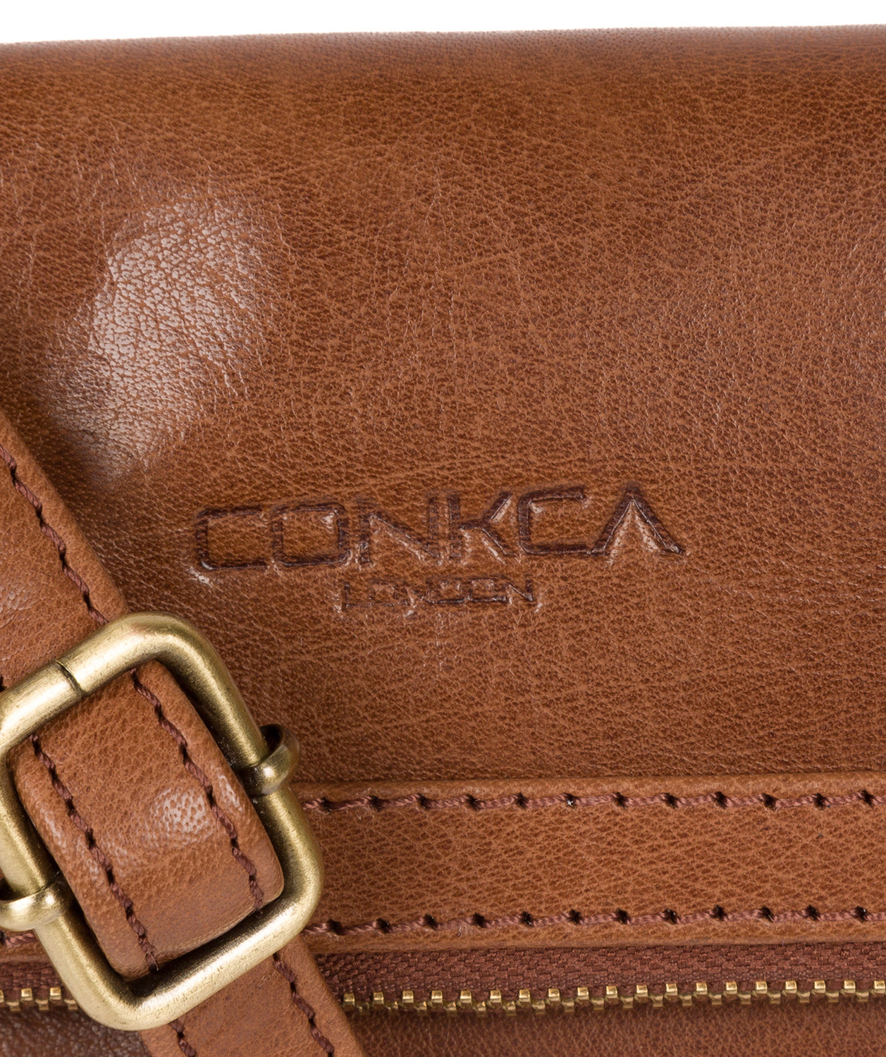 'Emin' Conker Brown Leather Cross Body Bag image 5