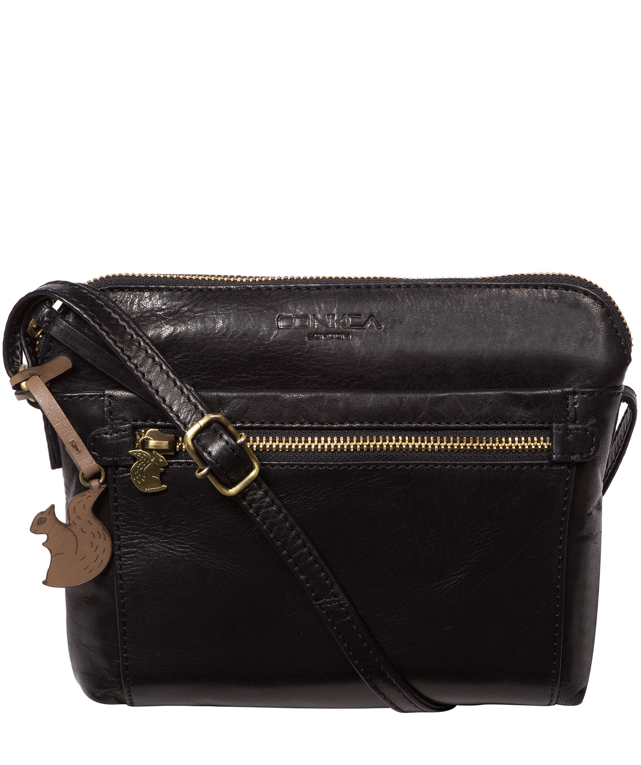 'Frida' Black Leather Cross Body Bag