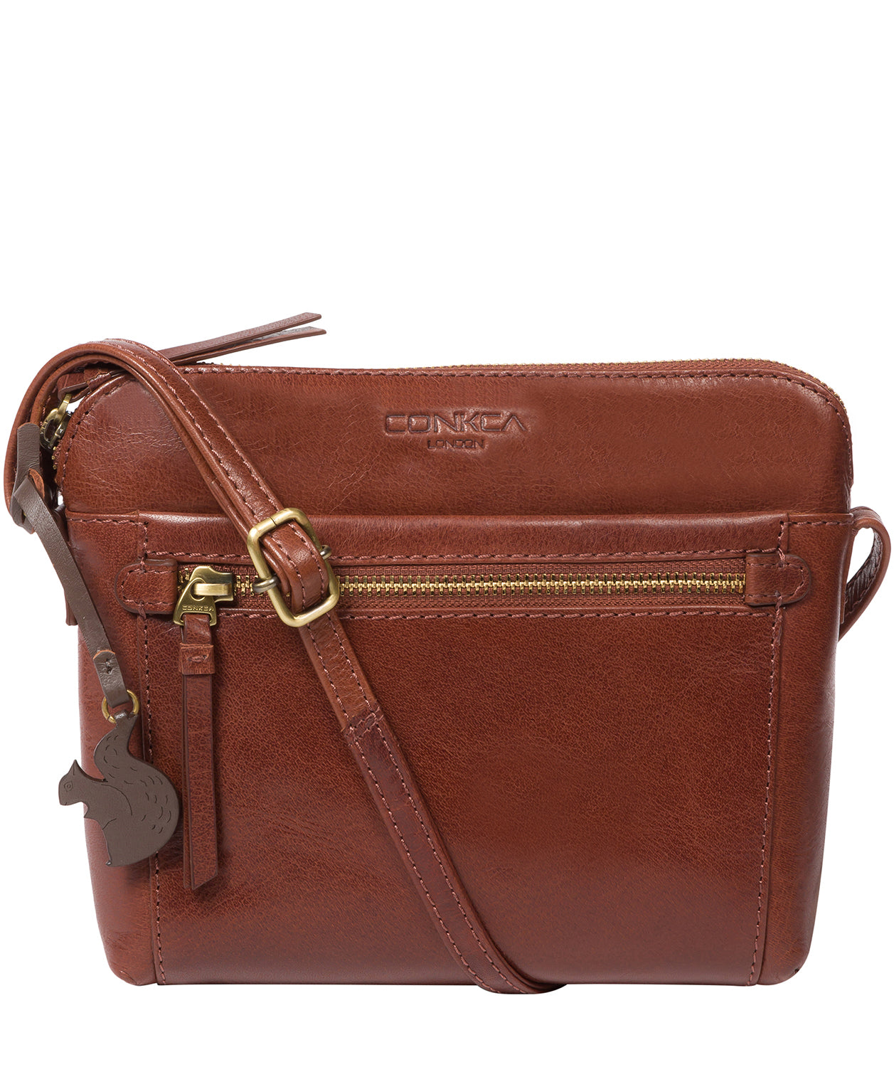 'Frida' Conker Brown Leather Cross Body Bag