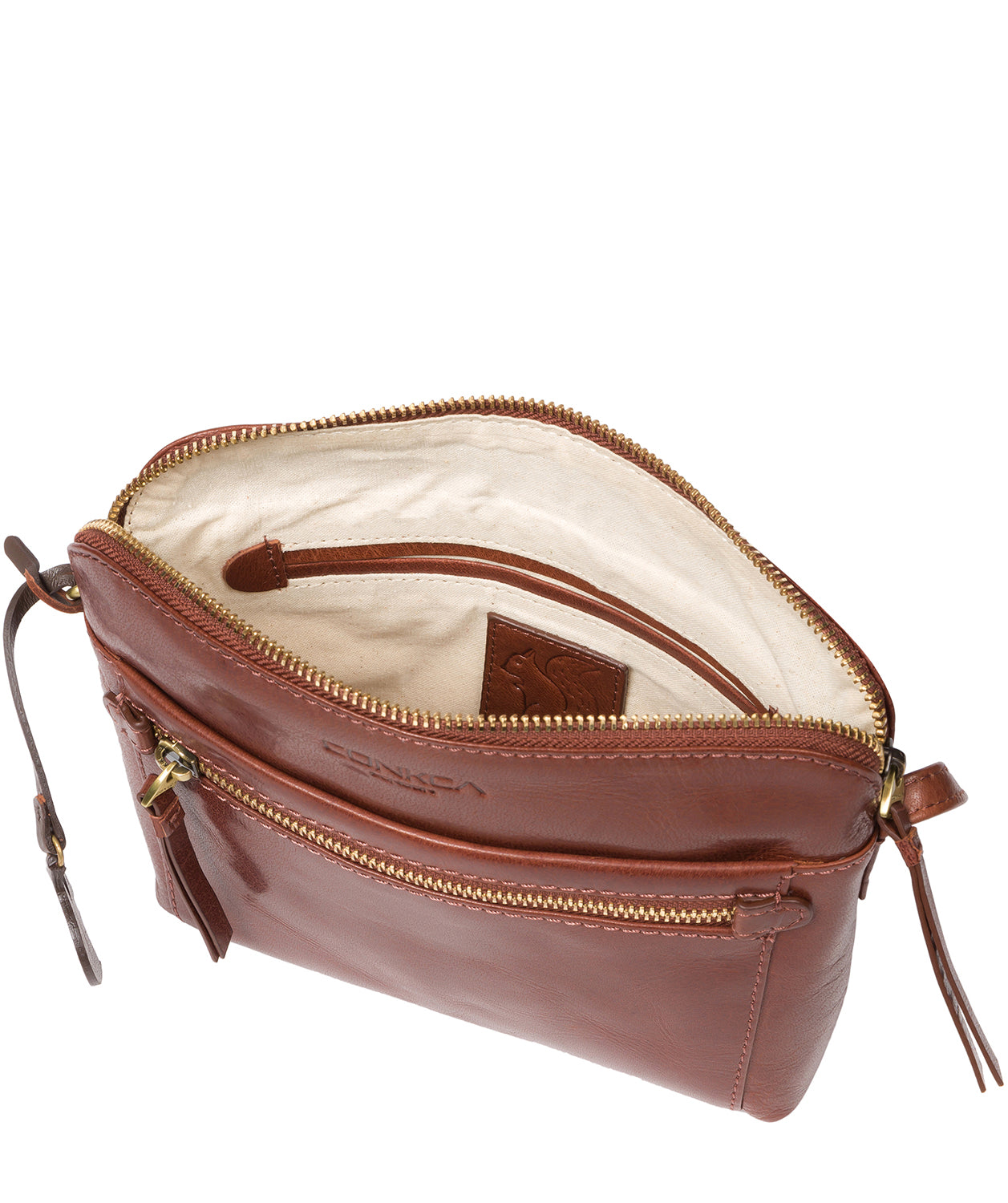 'Frida' Conker Brown Leather Cross Body Bag