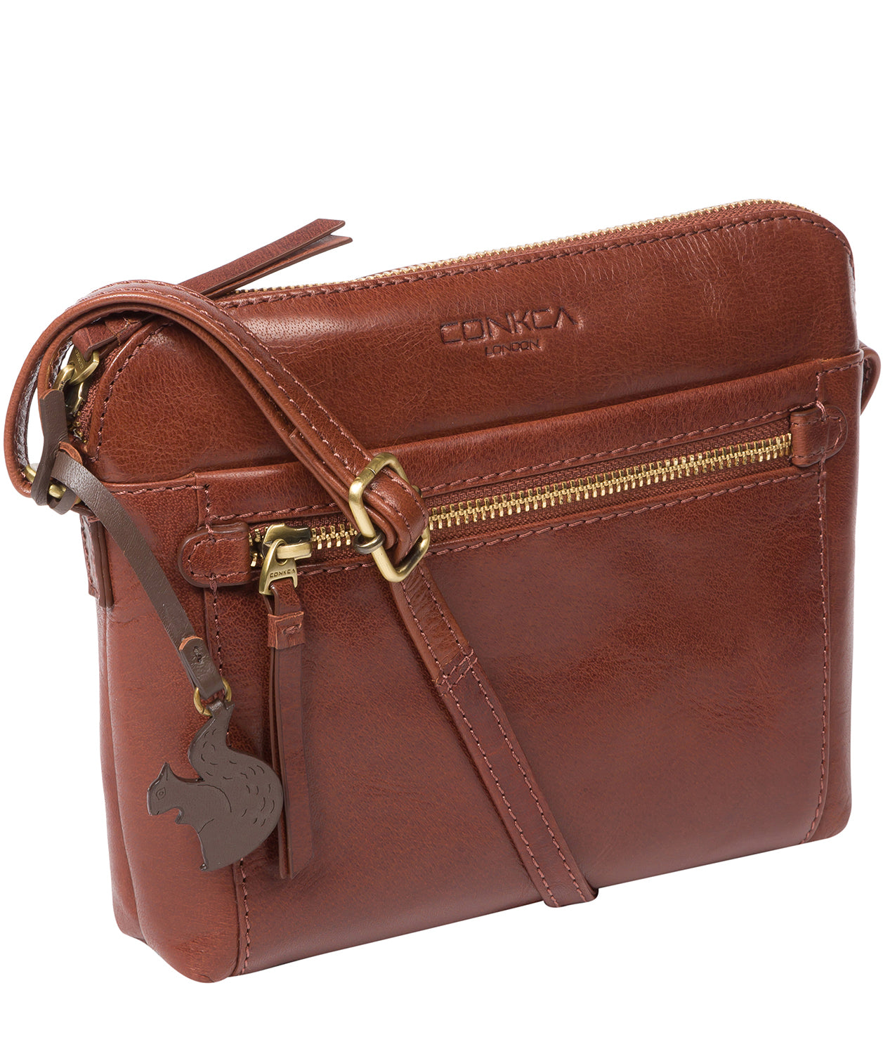 'Frida' Conker Brown Leather Cross Body Bag