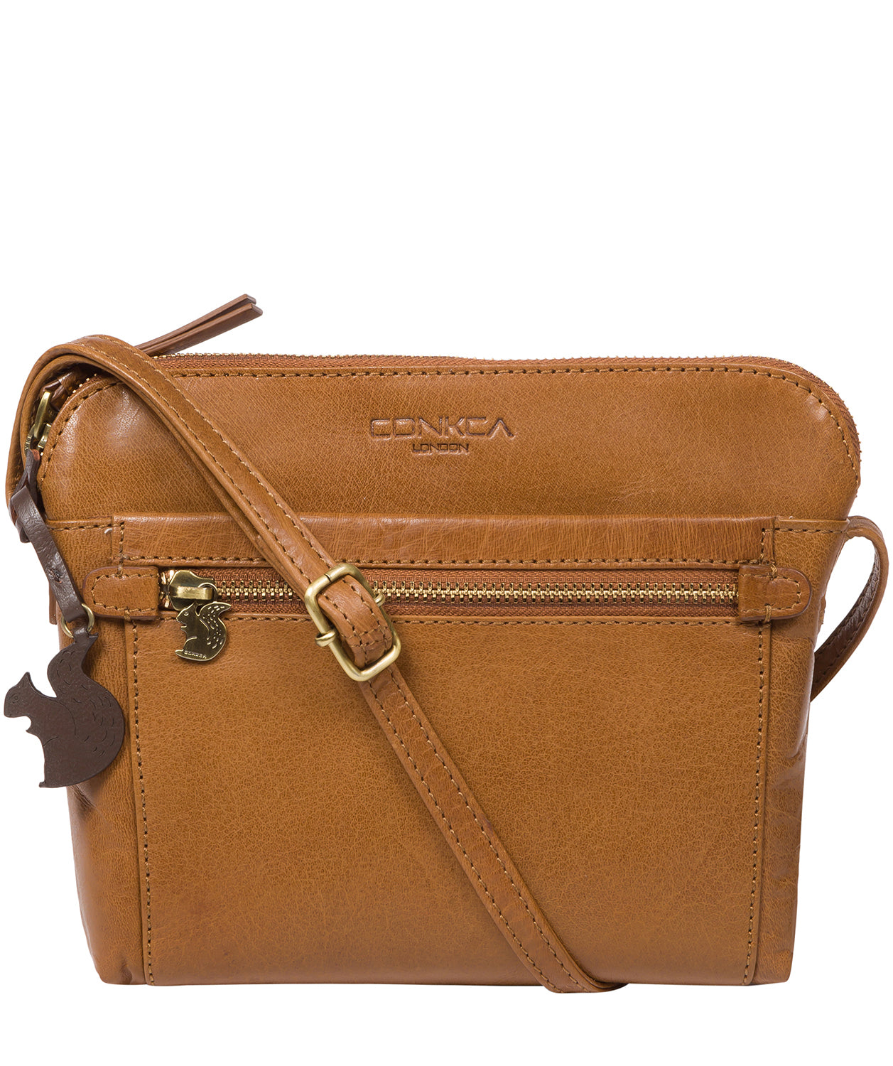 'Frida' Dark Tan Leather Cross Body Bag