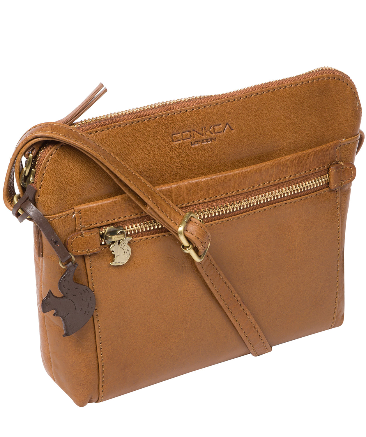 'Frida' Dark Tan Leather Cross Body Bag