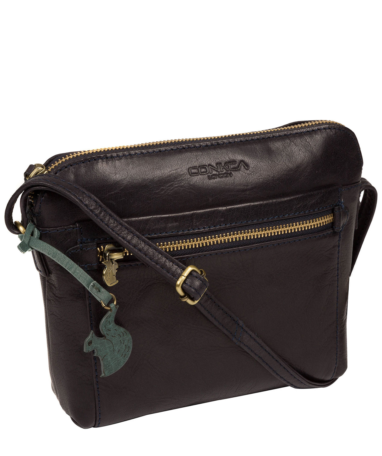 'Frida' Navy Leather Cross Body Bag image 5