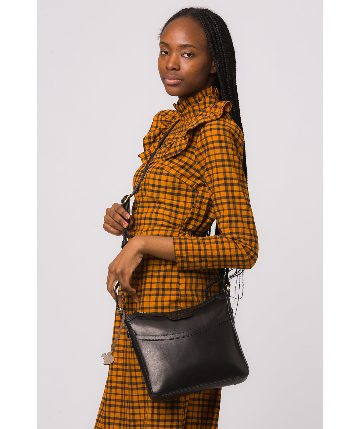 'Tamara' Black Leather Cross Body Bag