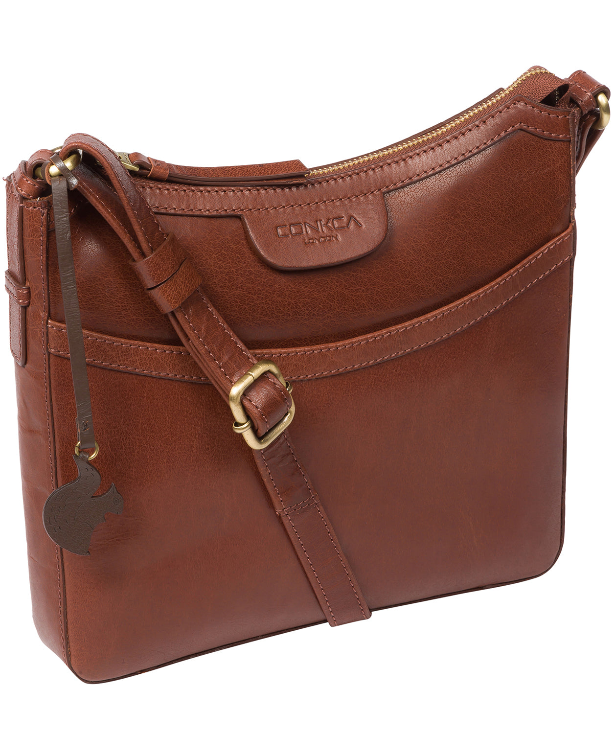 'Tamara' Conker Brown Leather Cross Body Bag