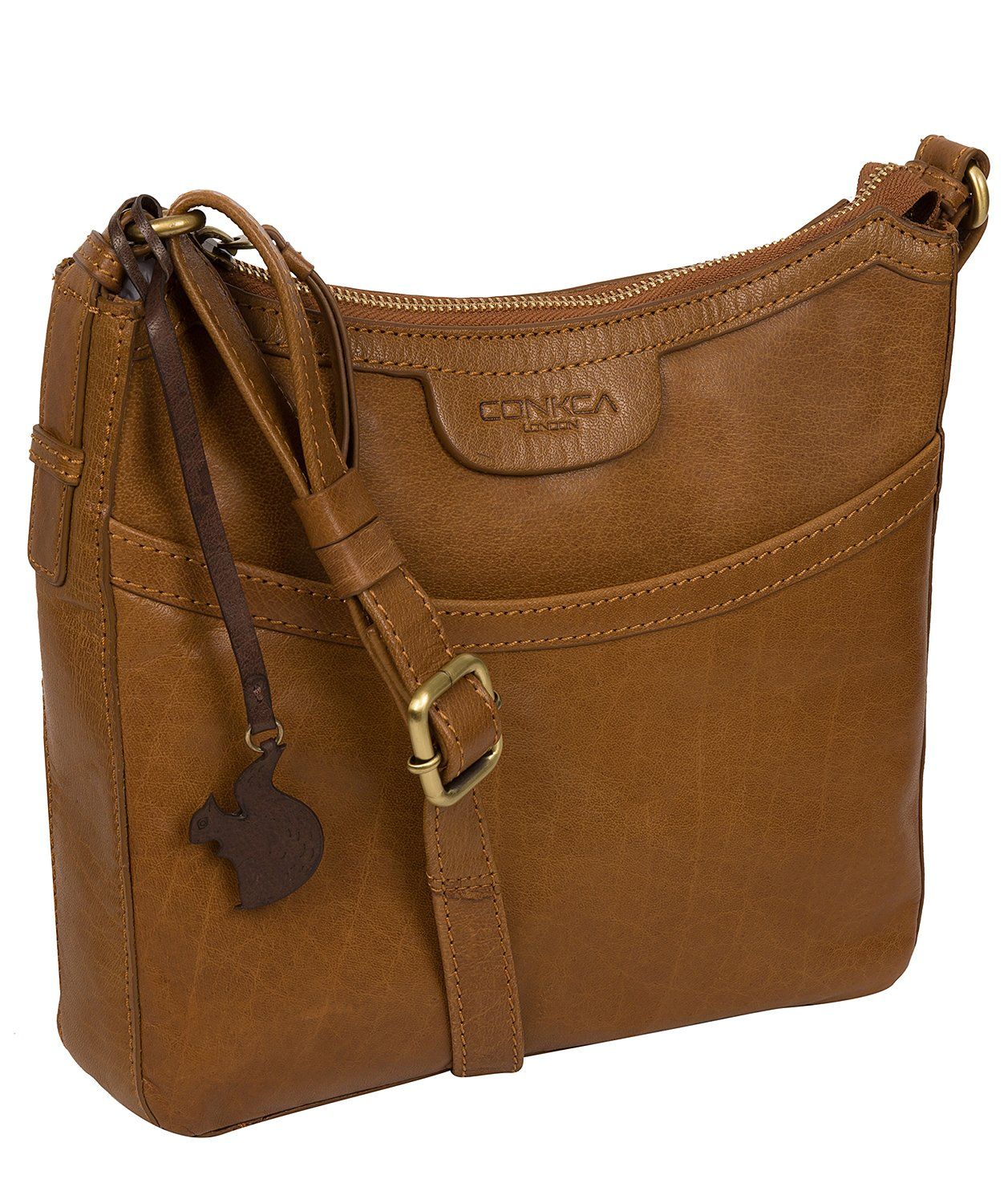 'Tamara' Dark Tan Leather Cross Body Bag