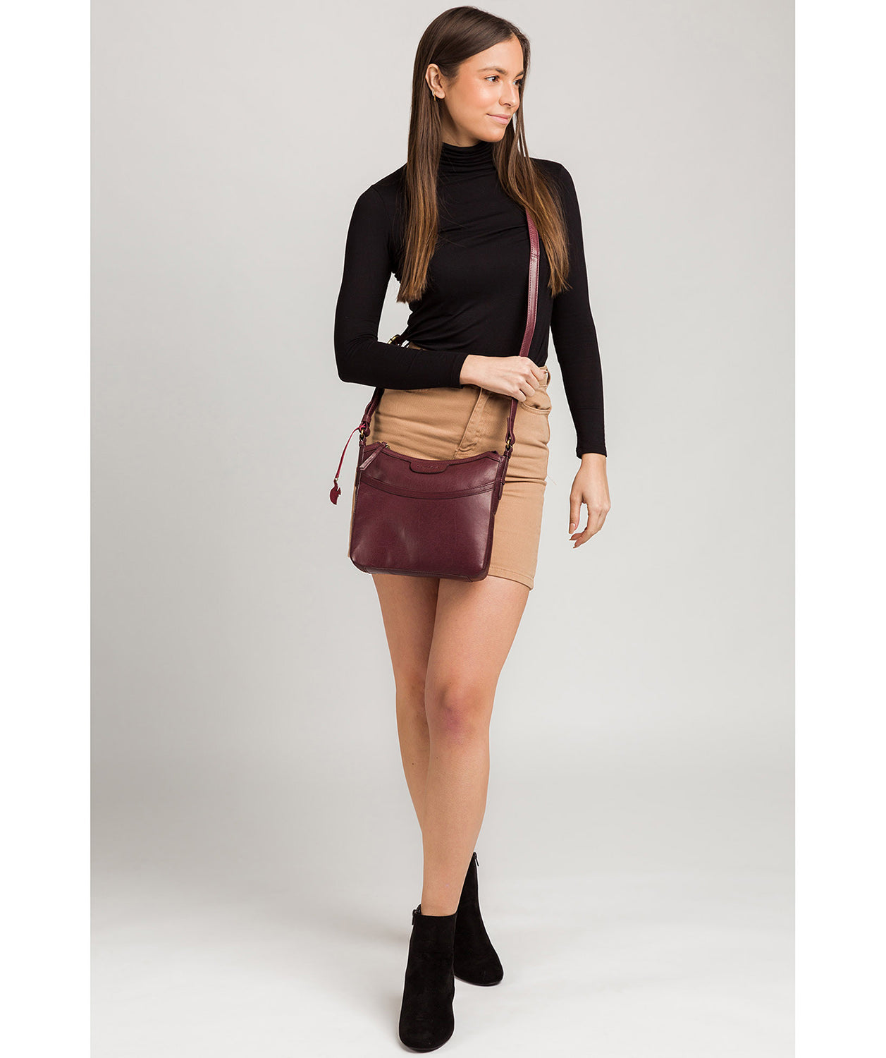 'Tamara' Plum Leather Cross Body Bag image 2