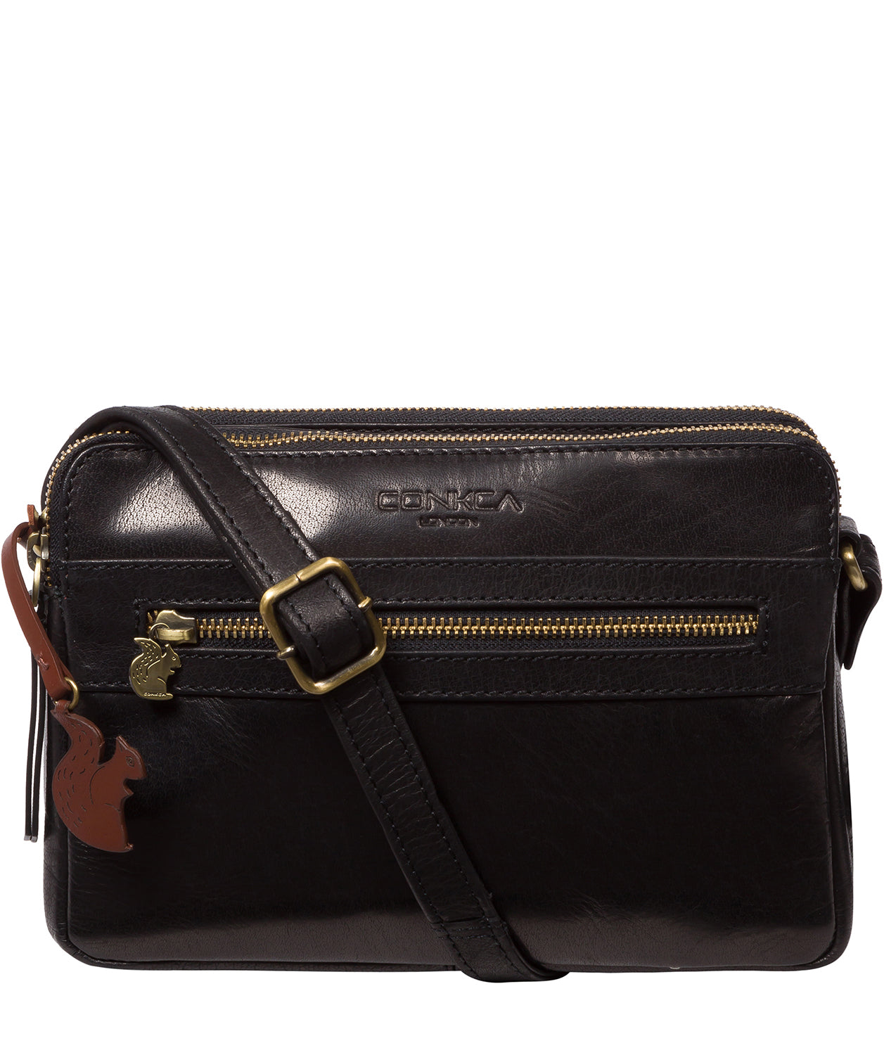 'Drew' Black Leather Cross Body Bag