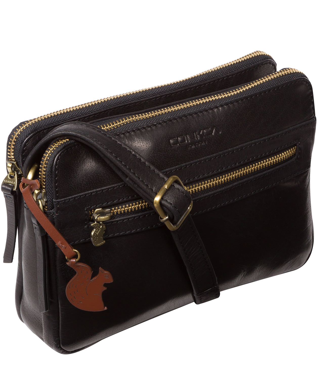 'Drew' Black Leather Cross Body Bag