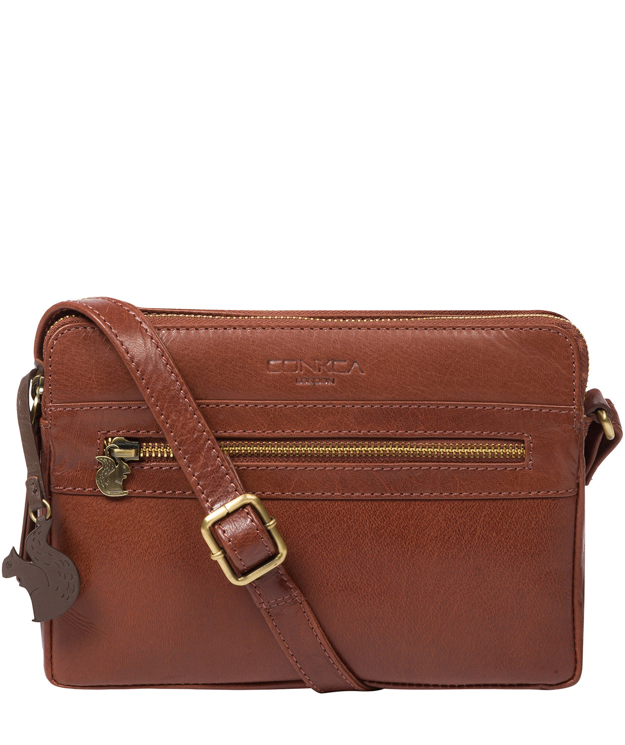 'Drew' Conker Brown Leather Cross Body Bag