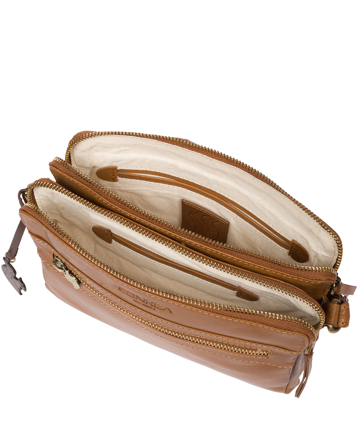 'Drew' Dark Tan Leather Cross Body Bag