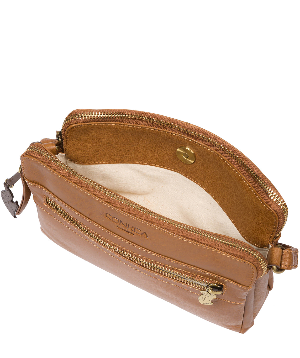 'Drew' Dark Tan Leather Cross Body Bag