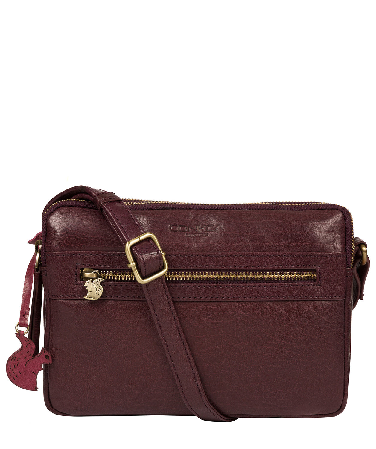 'Drew' Plum Leather Cross Body Bag image 1