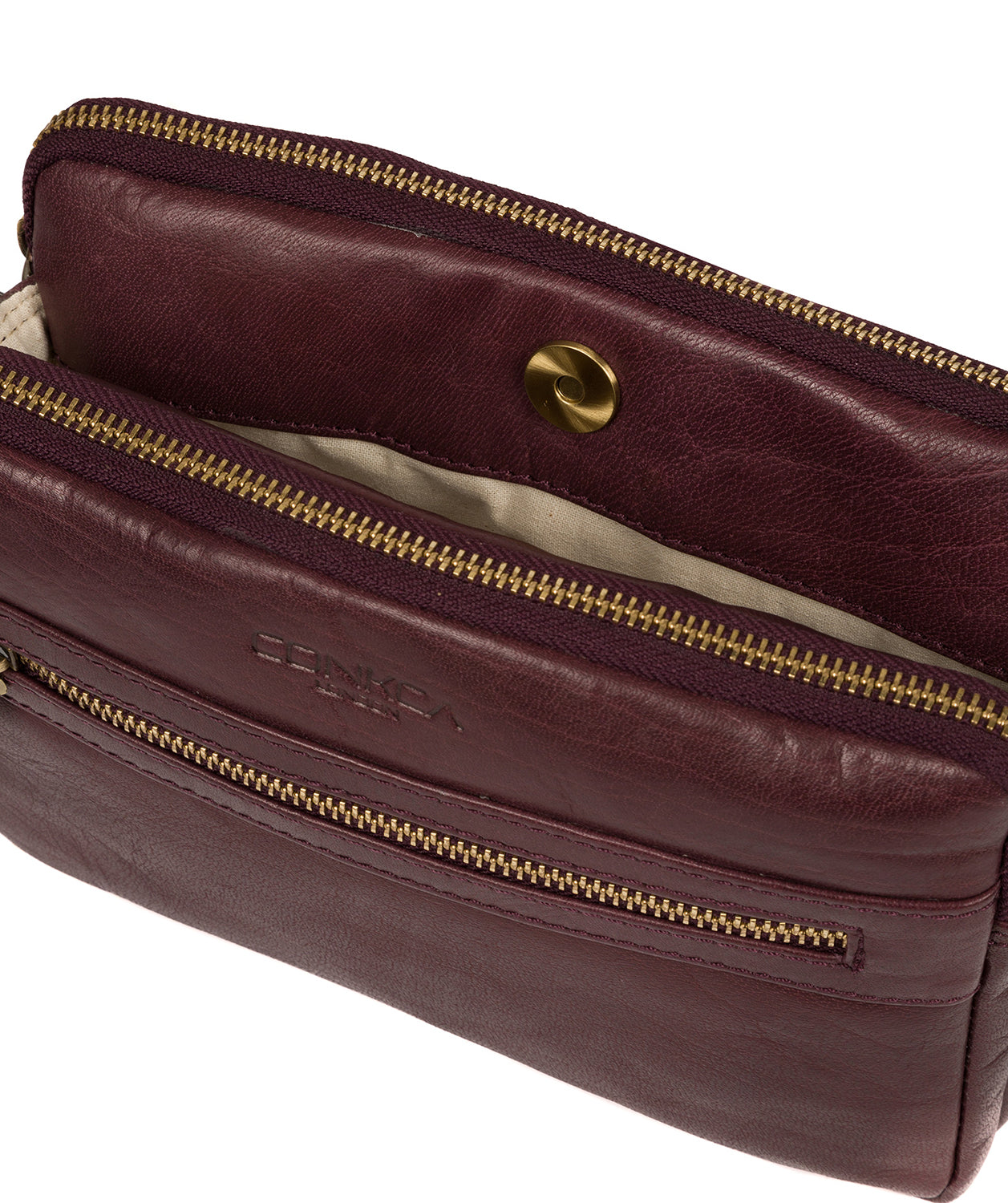 'Drew' Plum Leather Cross Body Bag Pure Luxuries London