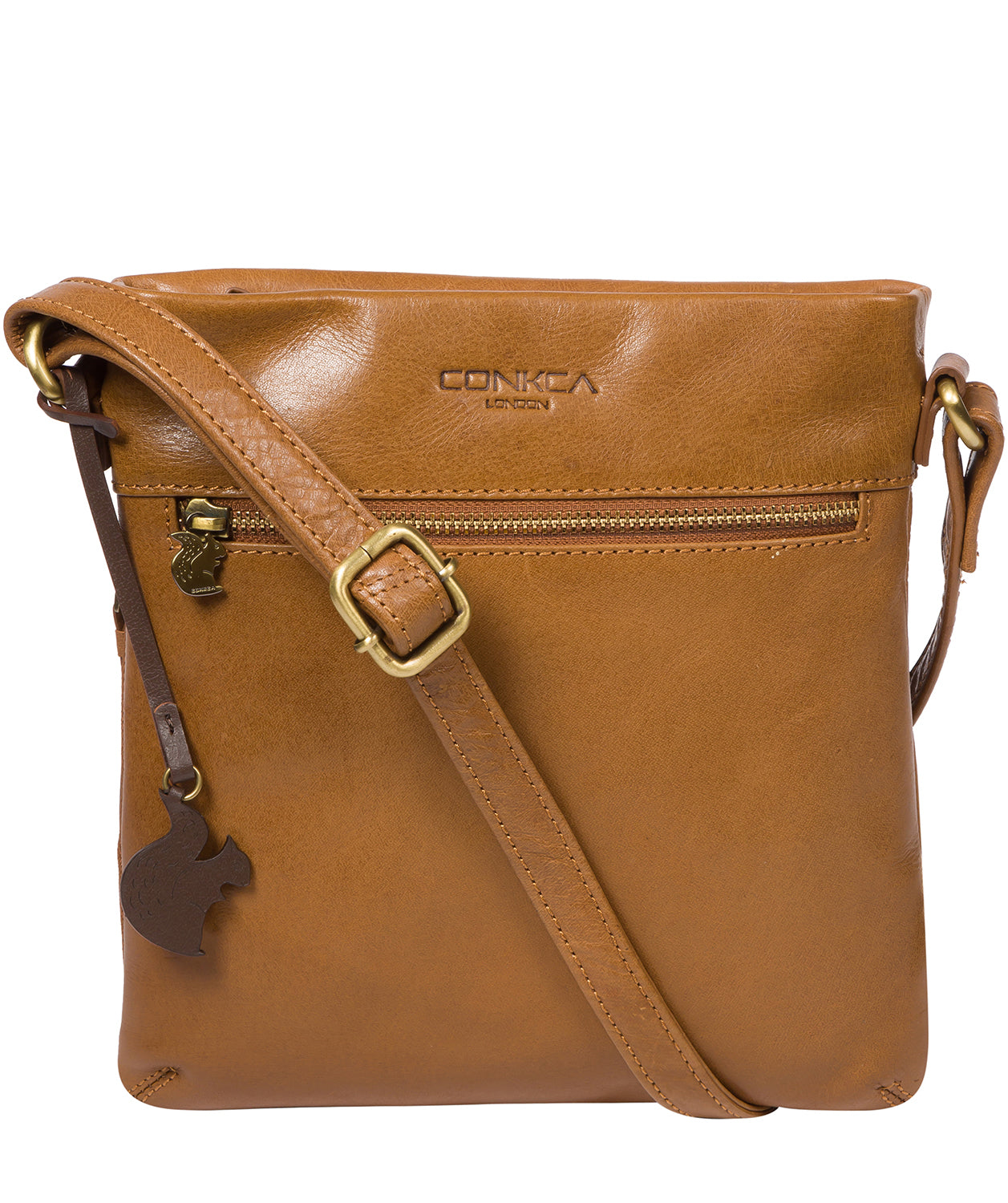 'Yayoi' Dark Tan Leather Cross Body Bag