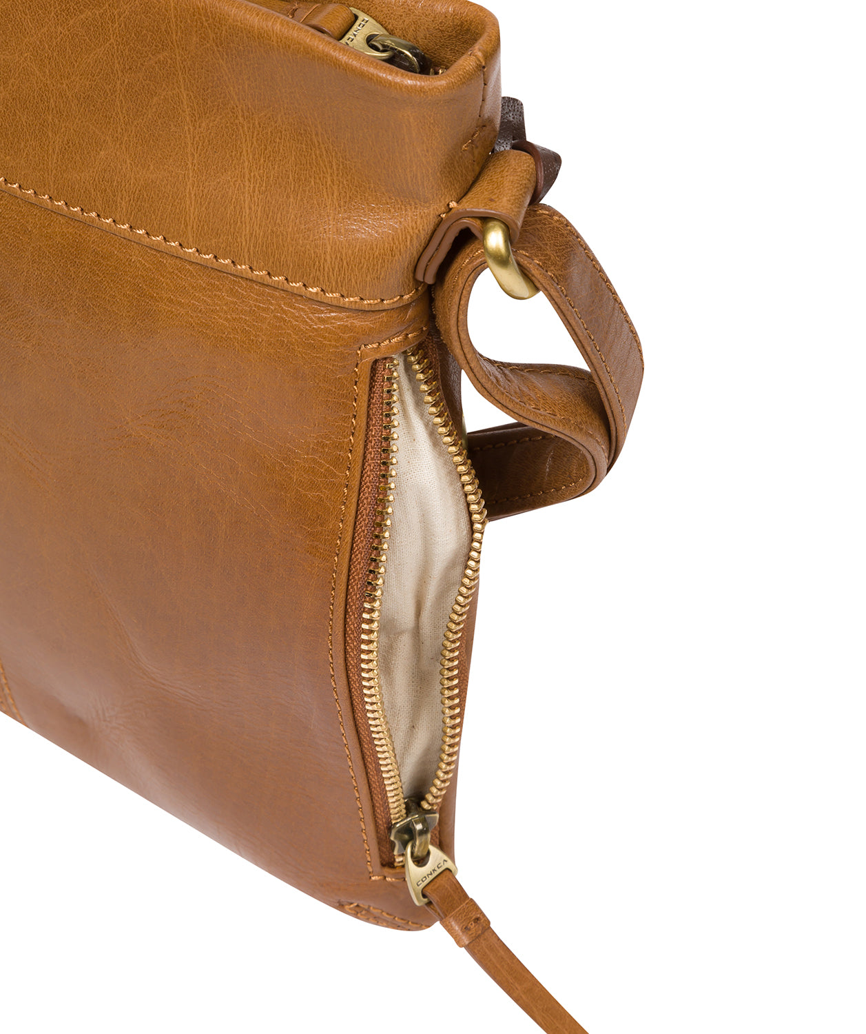 'Yayoi' Dark Tan Leather Cross Body Bag