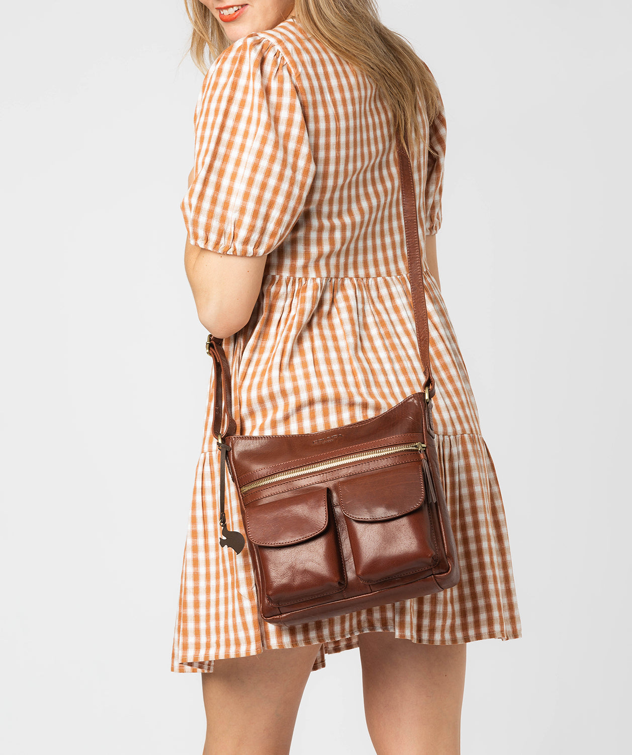 'Bon' Conker Brown Leather Cross Body Bag