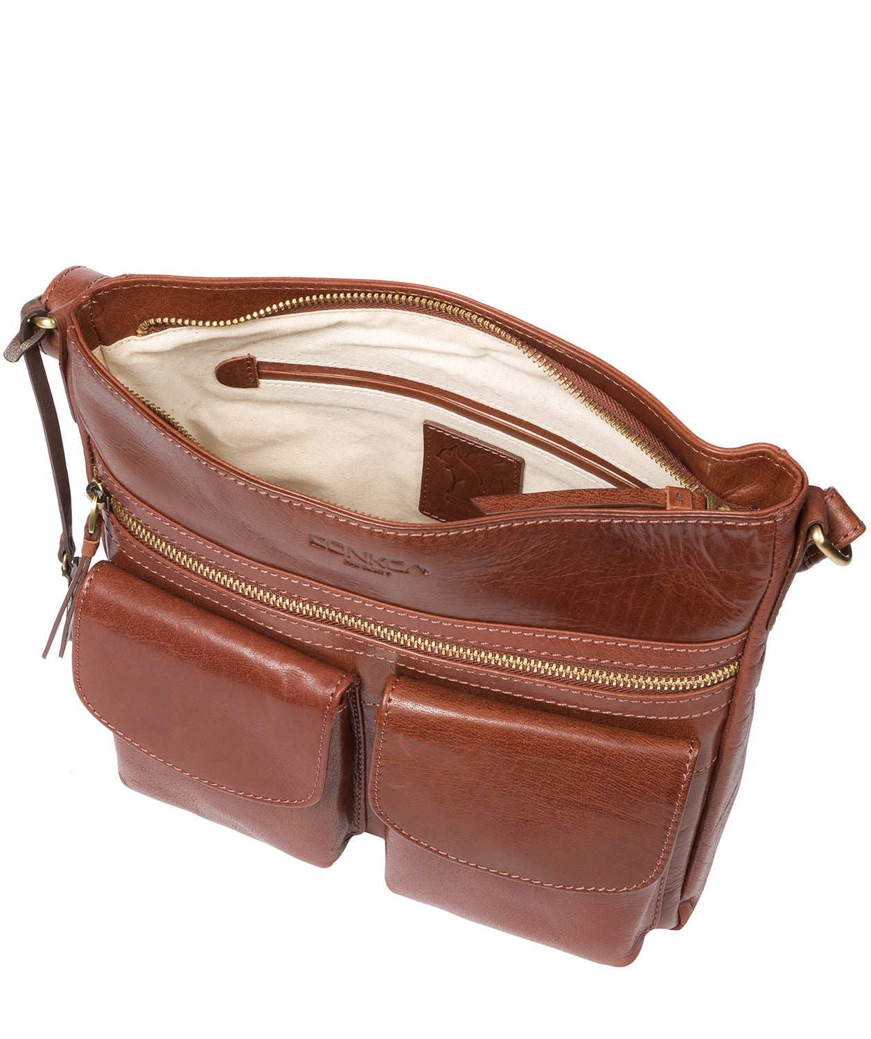 'Bon' Conker Brown Leather Cross Body Bag