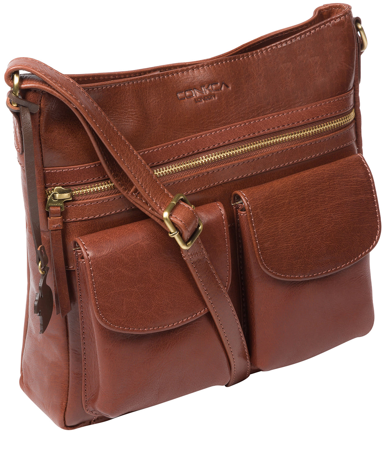 'Bon' Conker Brown Leather Cross Body Bag