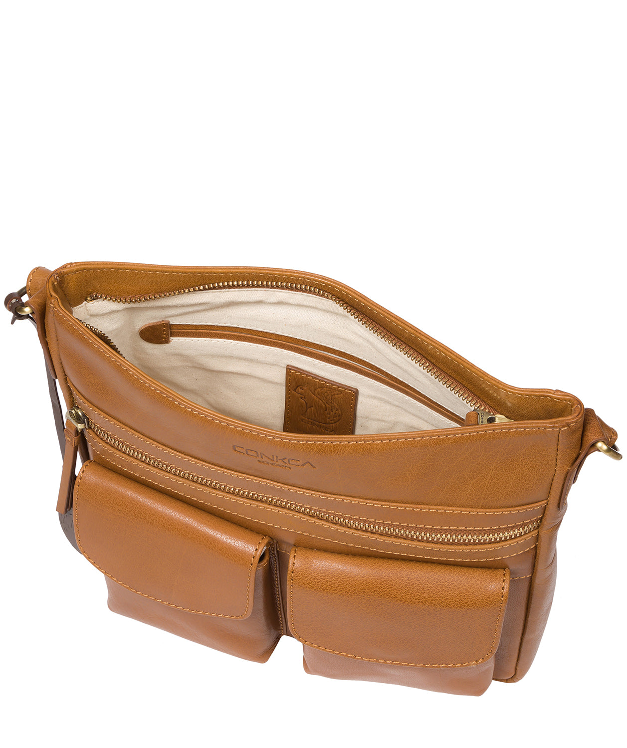 'Bon' Dark Tan Leather Cross Body Bag