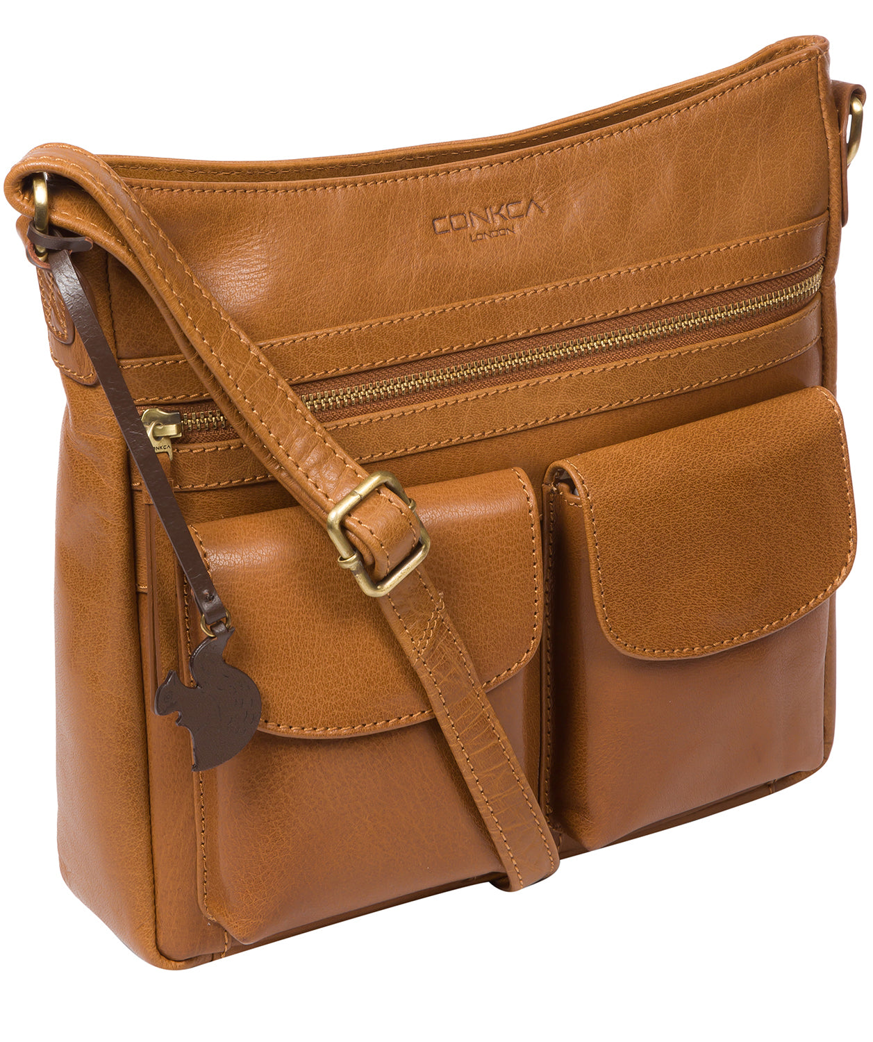 'Bon' Dark Tan Leather Cross Body Bag