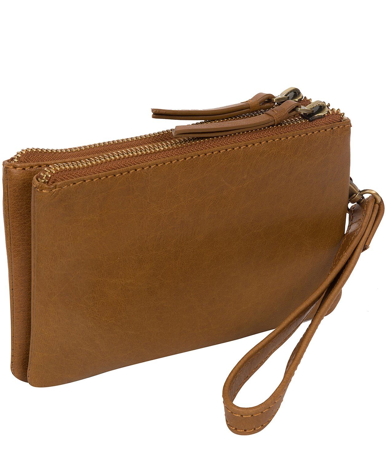 'Aswana' Dark Tan Leather Clutch Bag Pure Luxuries London